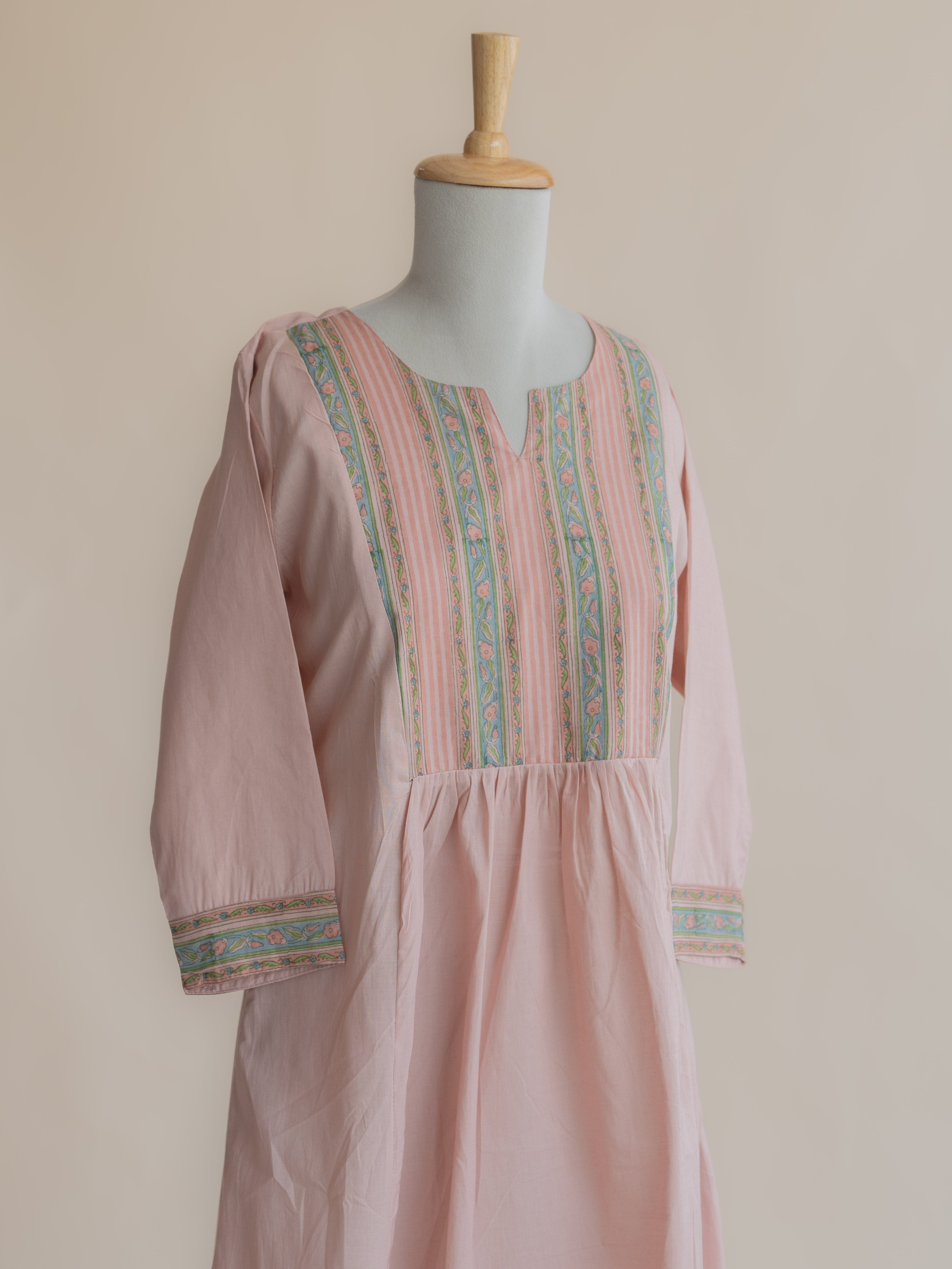Badriya Cotton Block Printed A-line Kurta