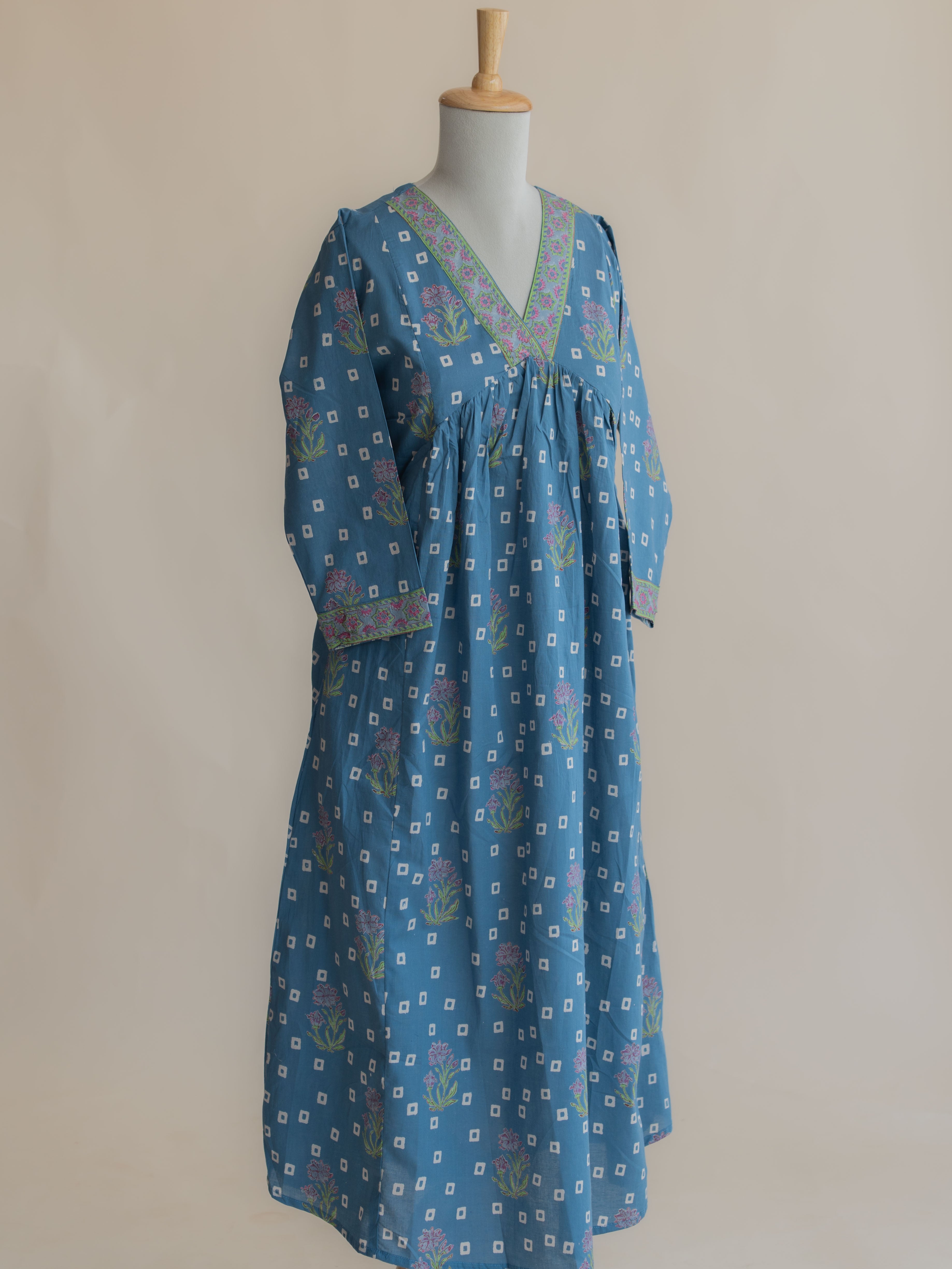 Zareena Cotton Block Printed A-Line Kurta