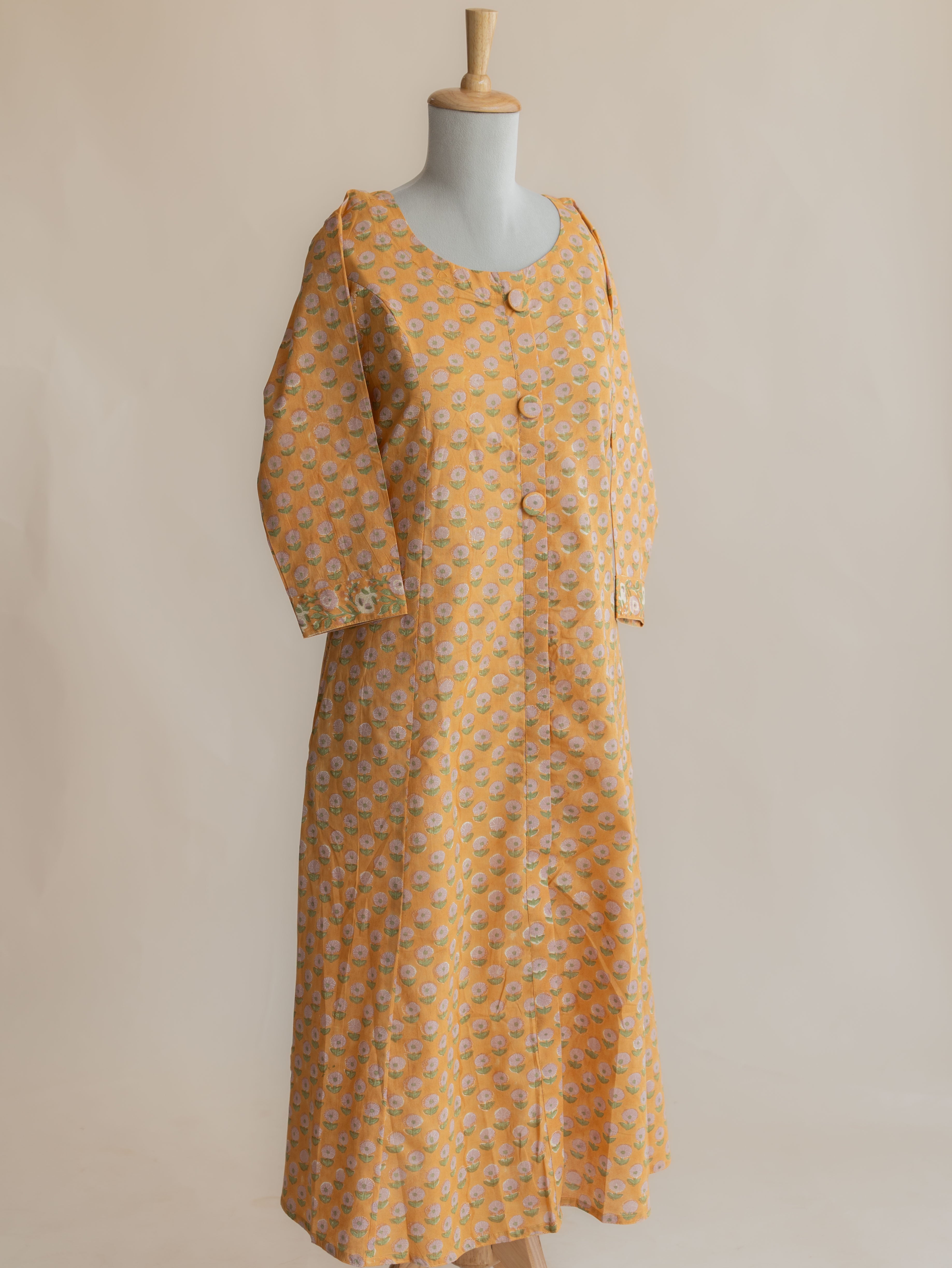 Faiha Cotton Block Printed A-line Kurta