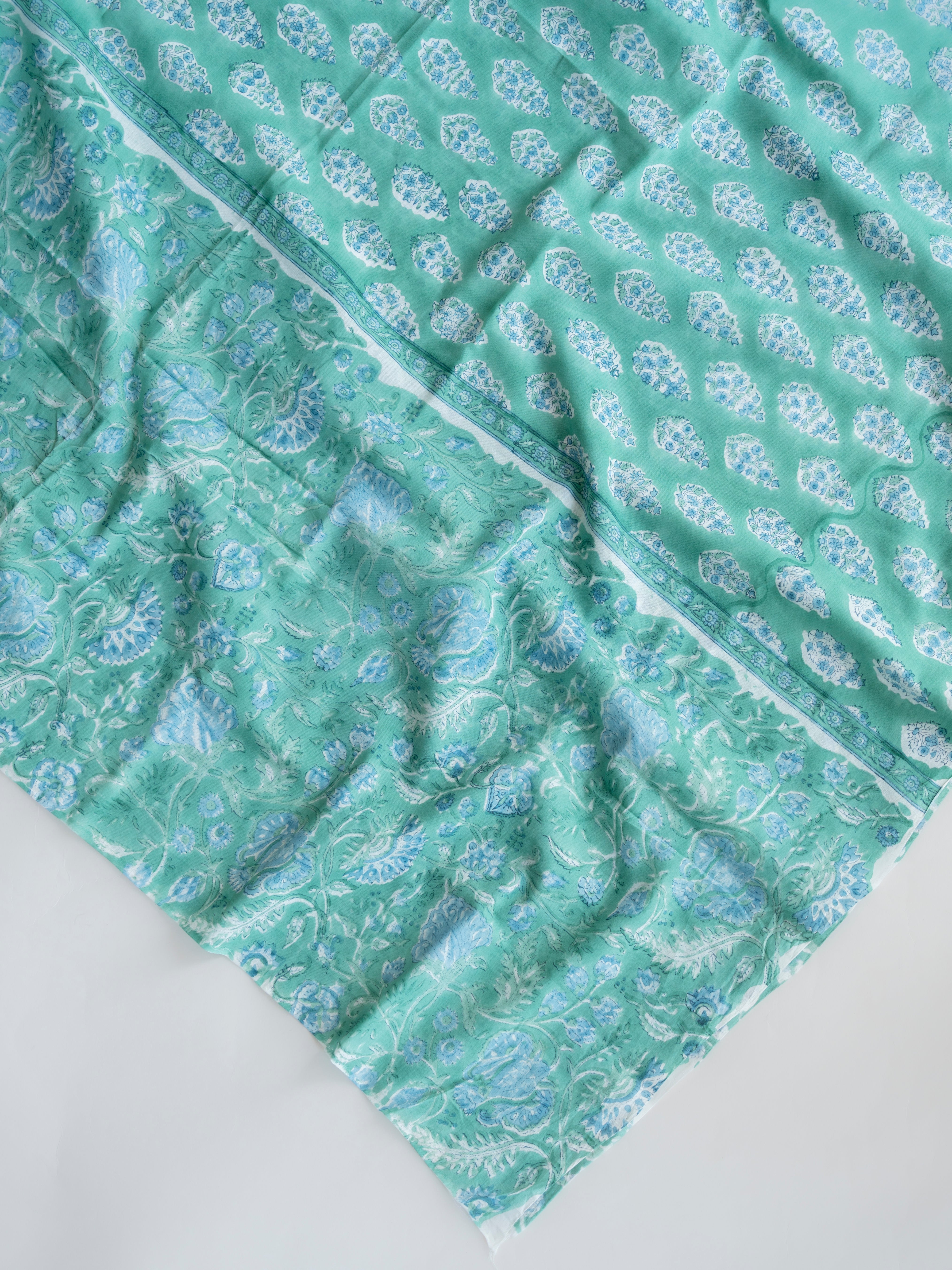 Cotton Block Printed Unstitched Suit Set - 3 Piece