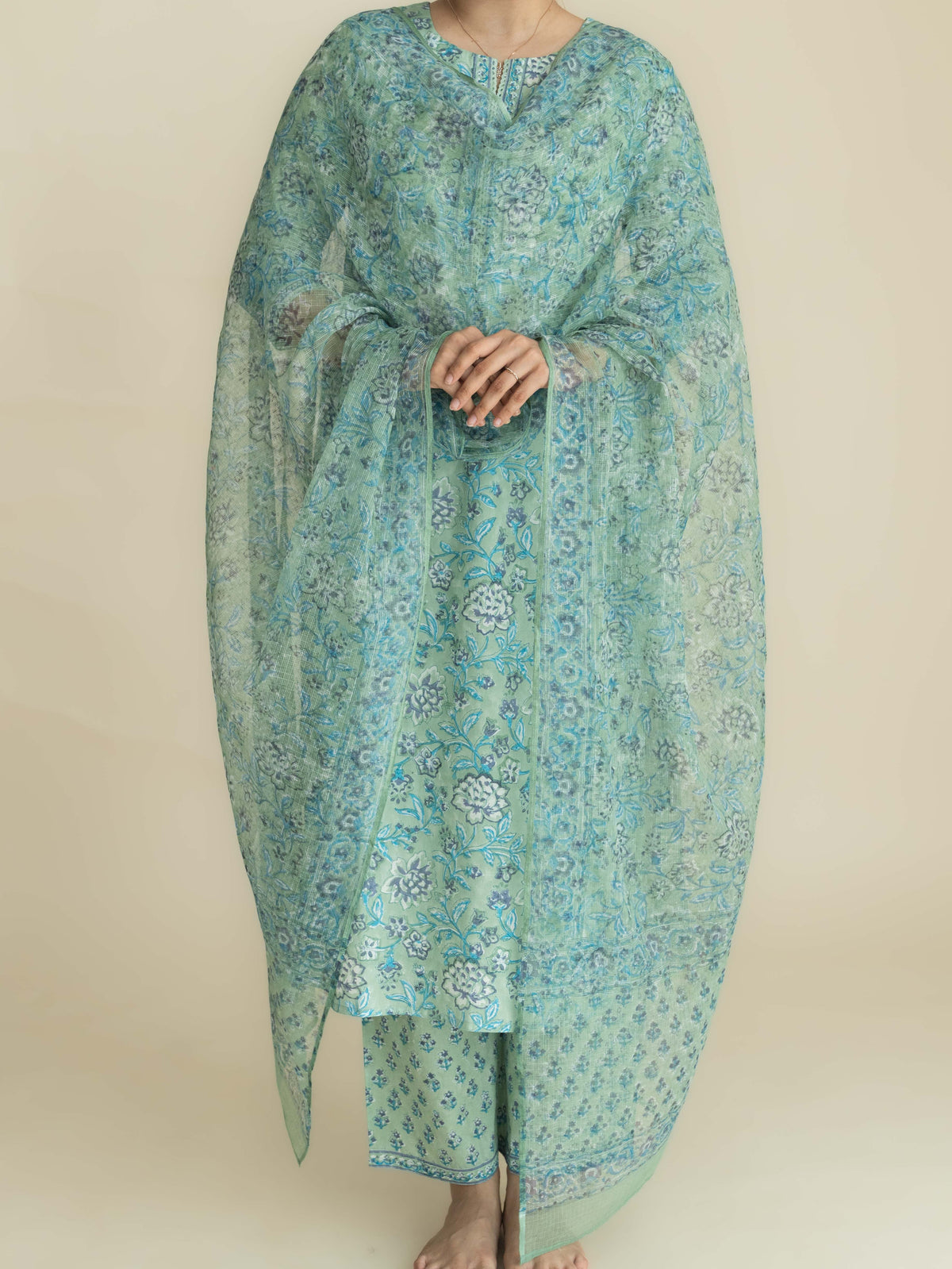 Marwa Cotton Block Printed Straight Suit Set