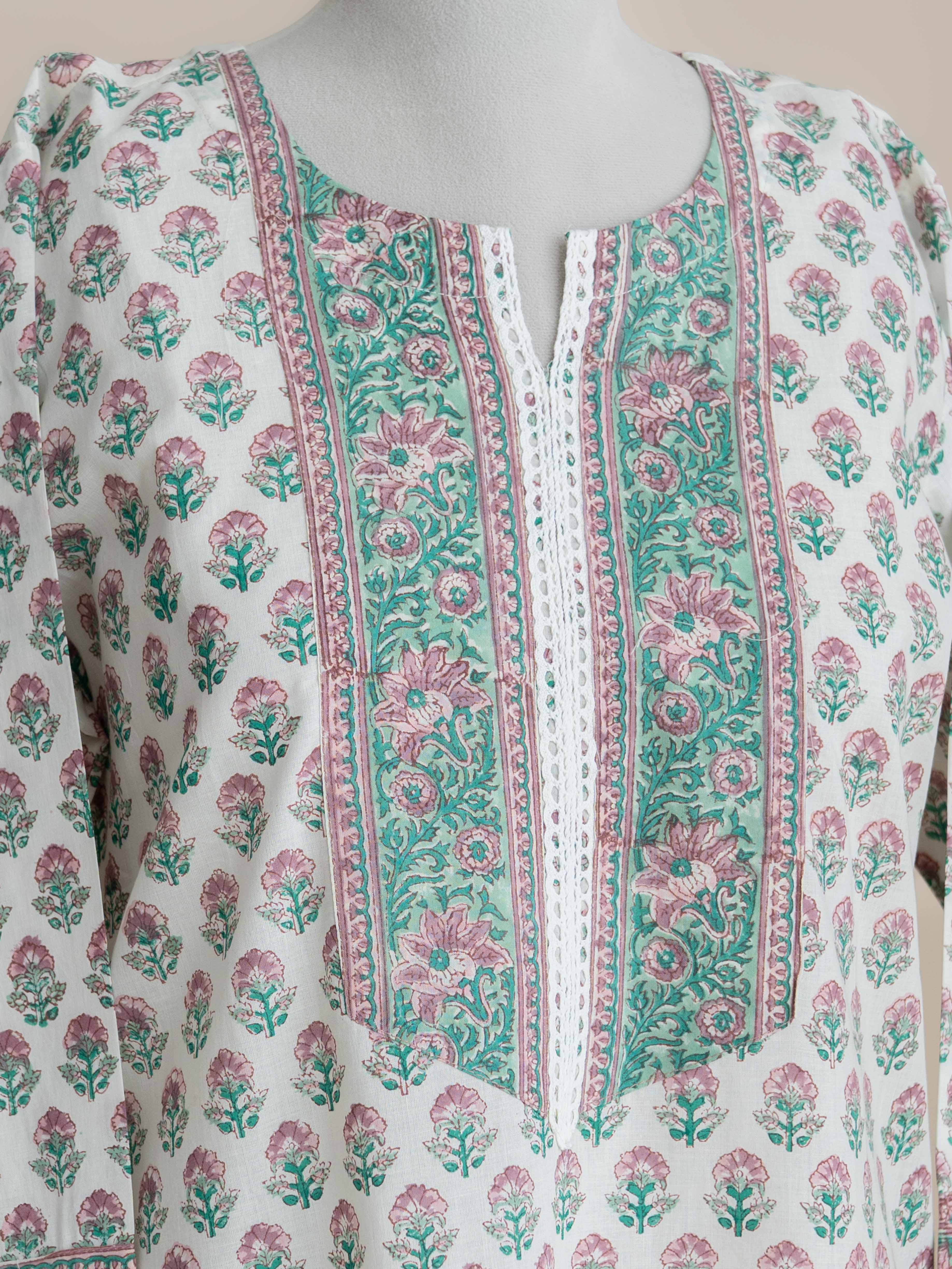 Veyah Cotton Block Printed Straight Kurta