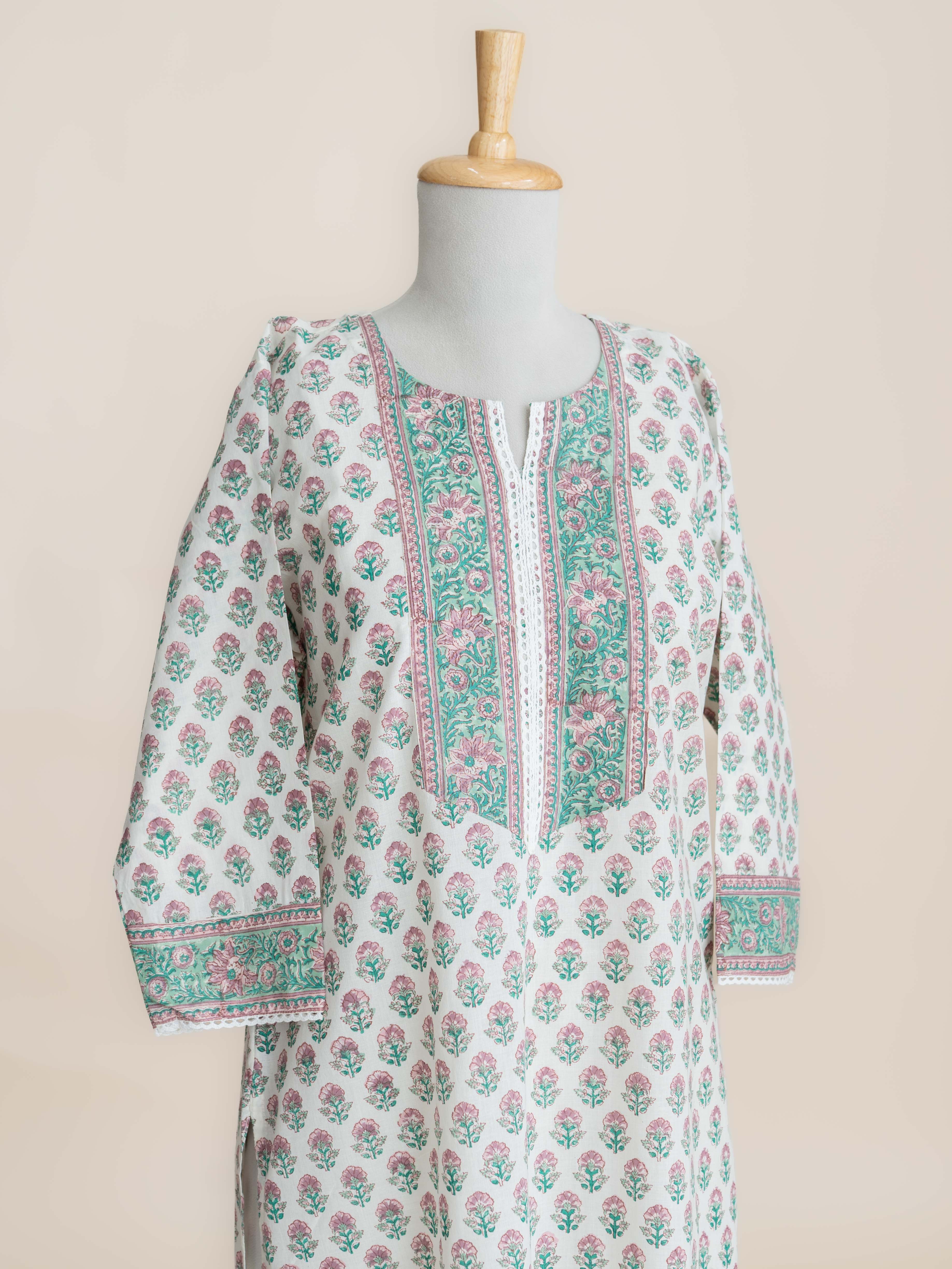 Veyah Cotton Block Printed Straight Kurta