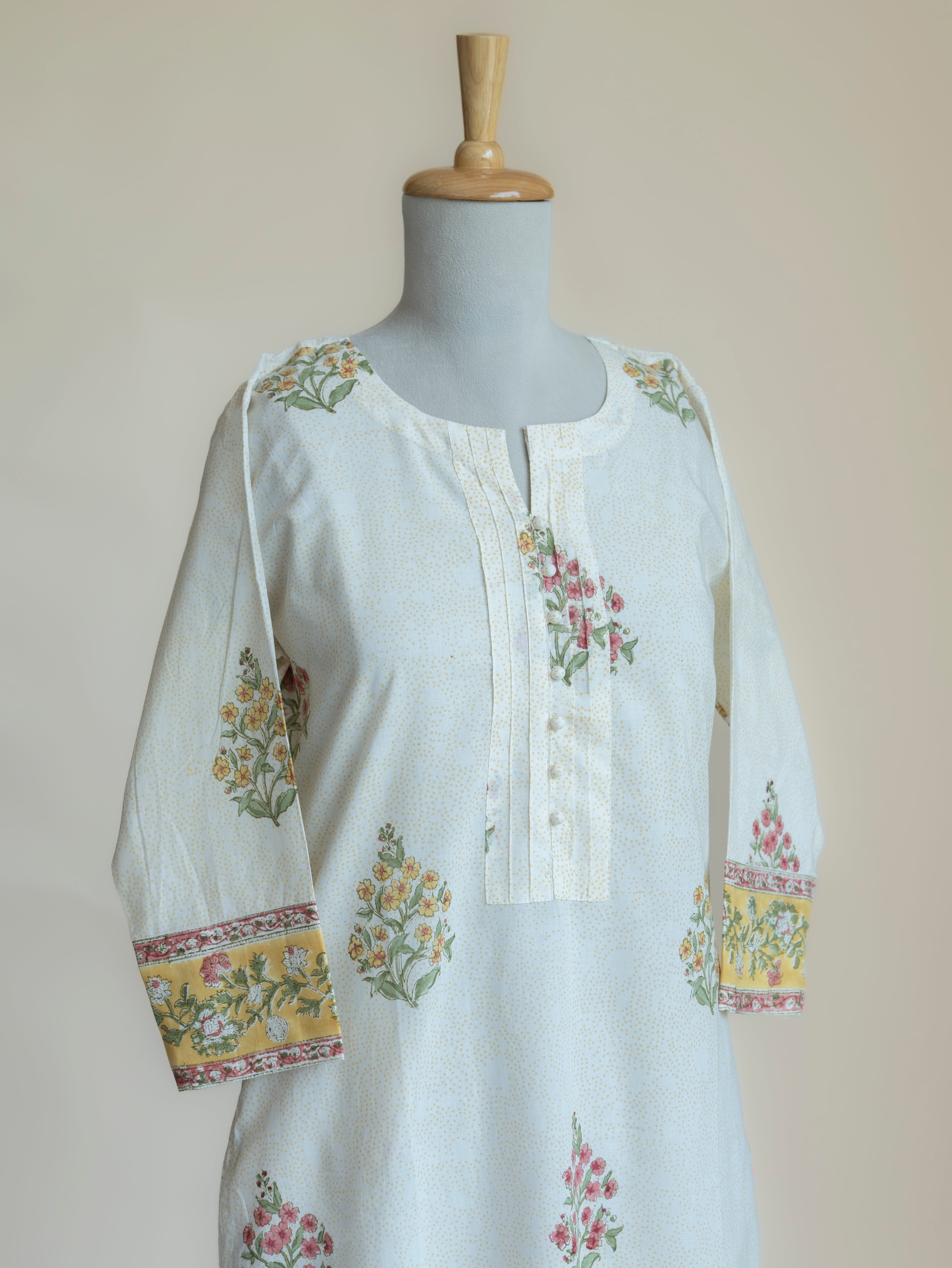 Zivara Cotton Block Printed Straight Kurta