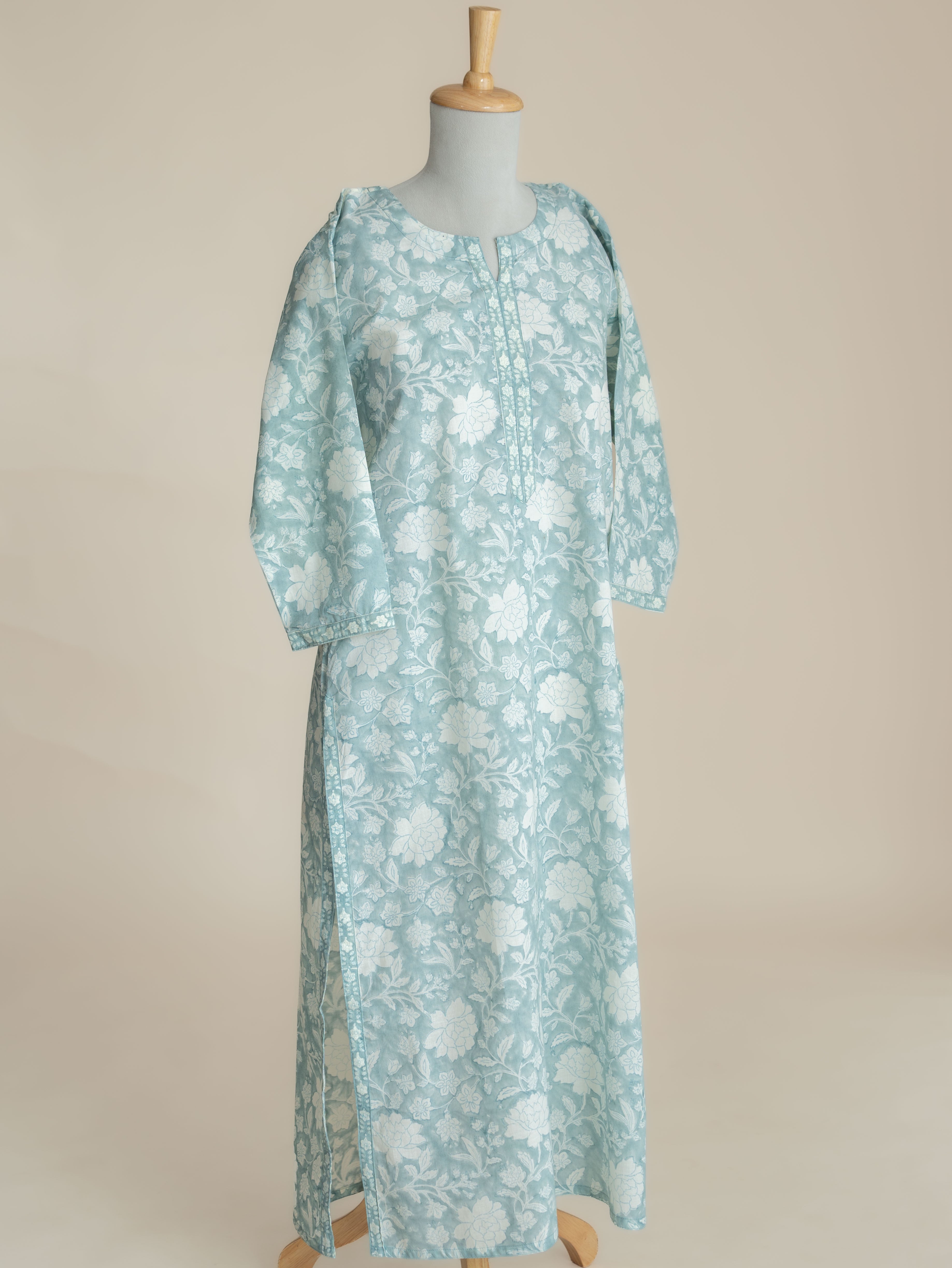 Angela Cotton Block Printed Straight Kurta