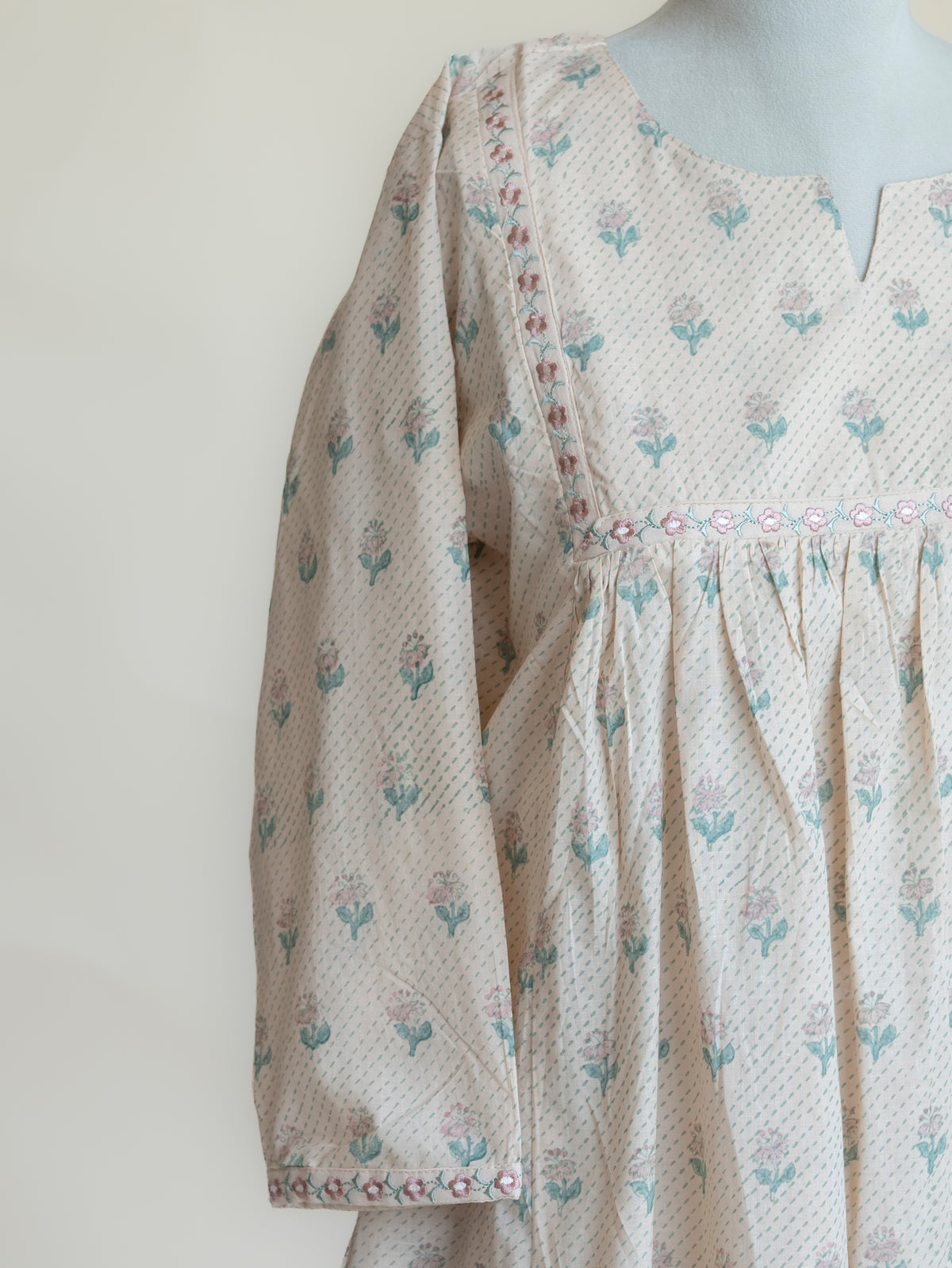 Avelia Cotton Block Printed A-Line Kurta