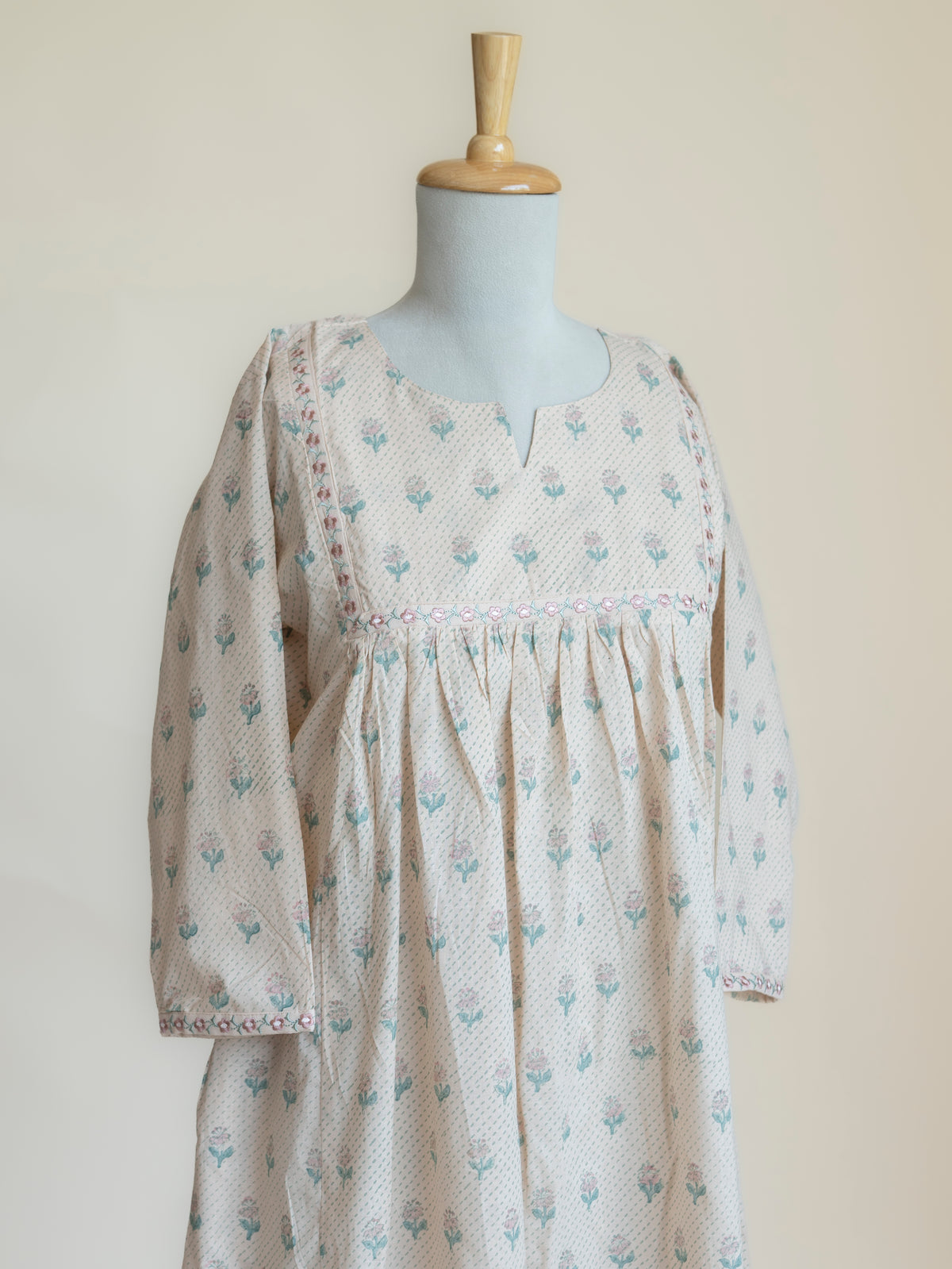 Avelia Cotton Block Printed A-Line Kurta