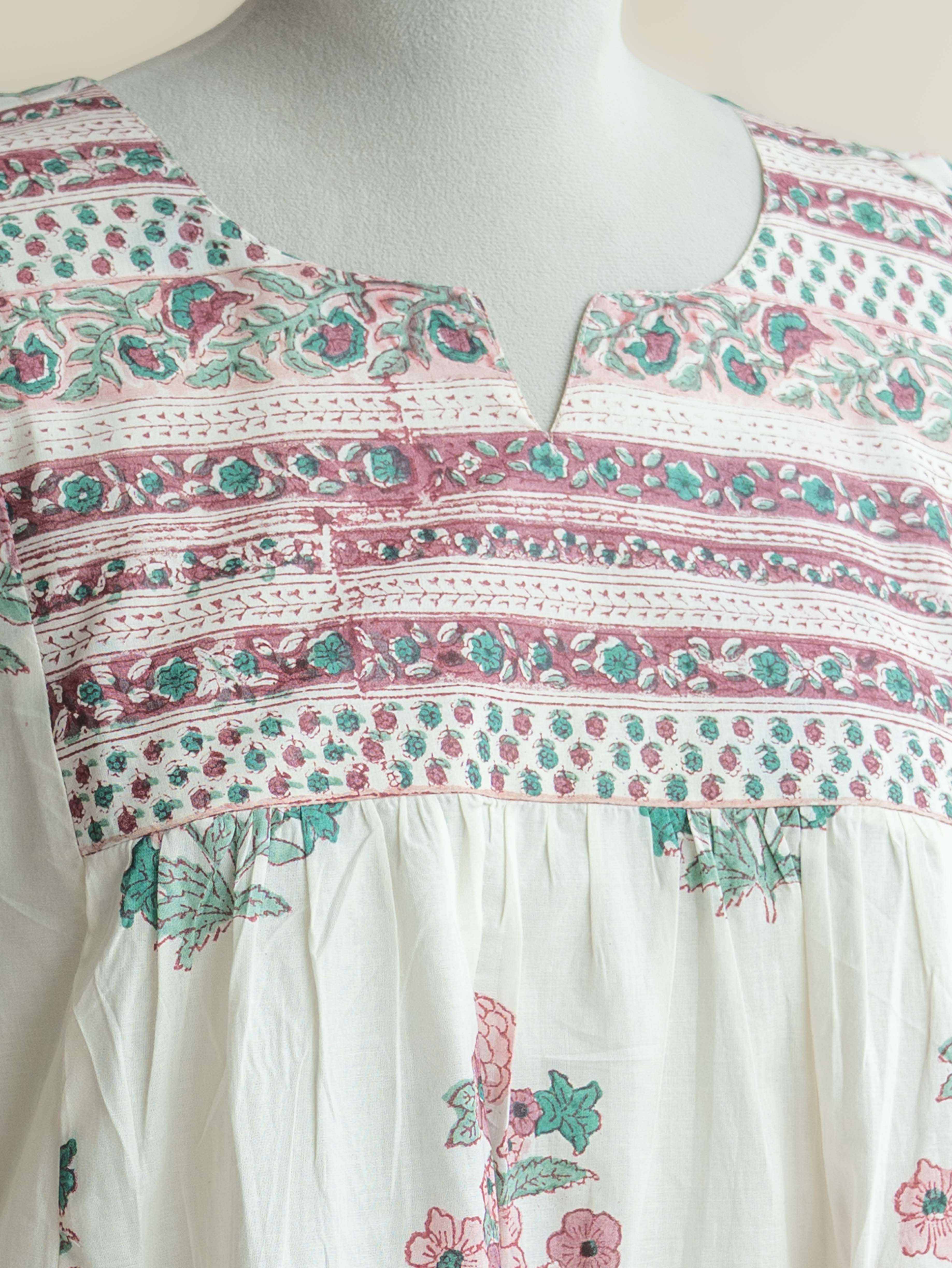 Anaira Cotton Block Printed A-Line Kurta