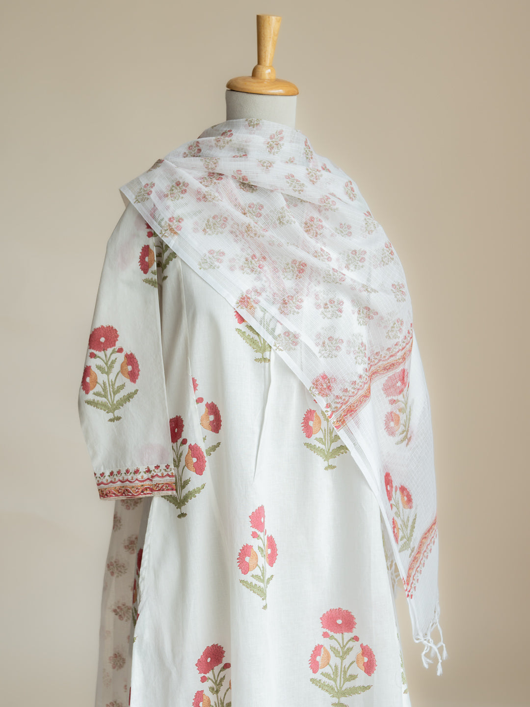 Zuneera Cotton Block Printed A-Line Suit Set