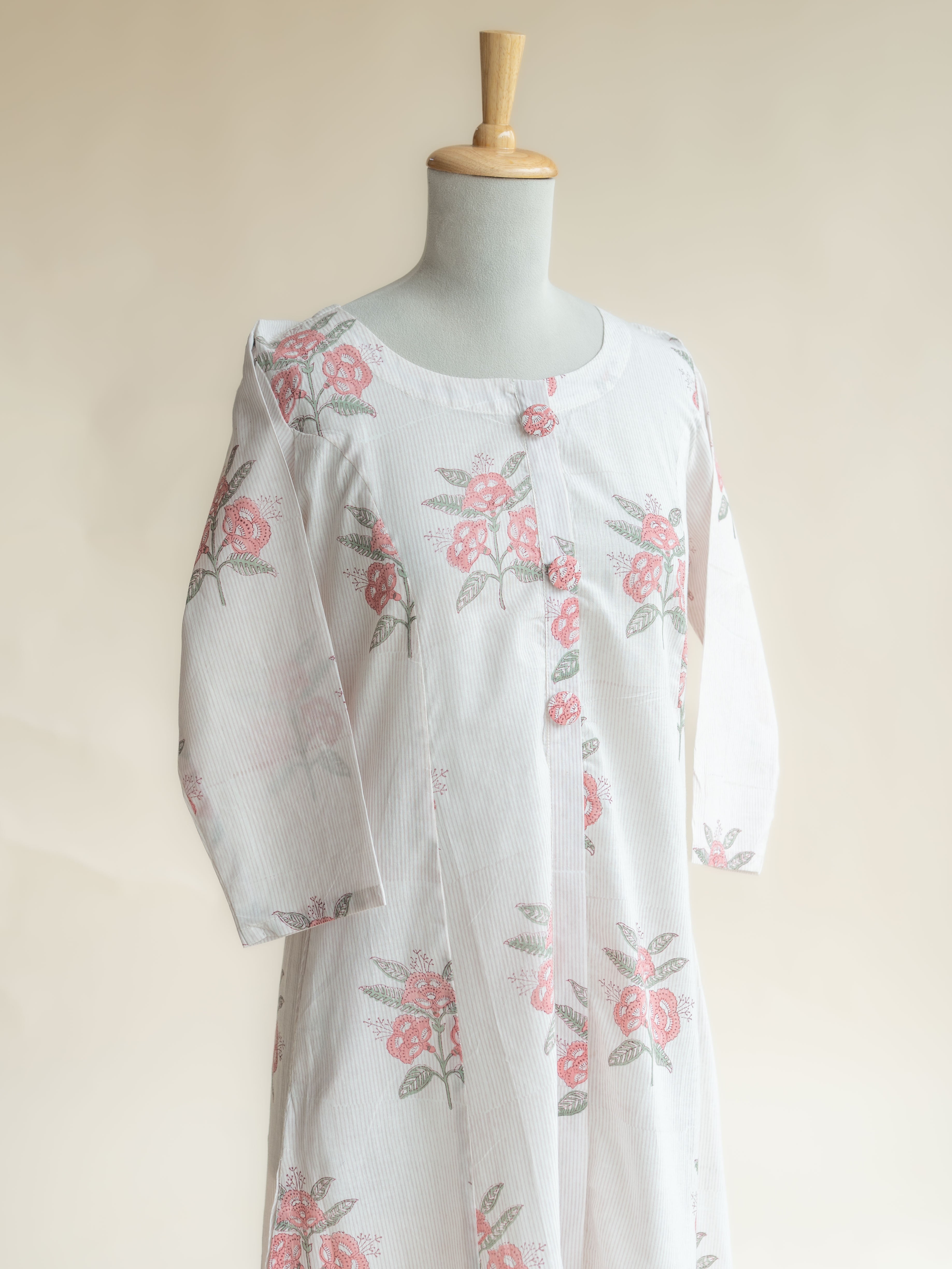 Idaya Cotton Block Printed A-Line Kurta