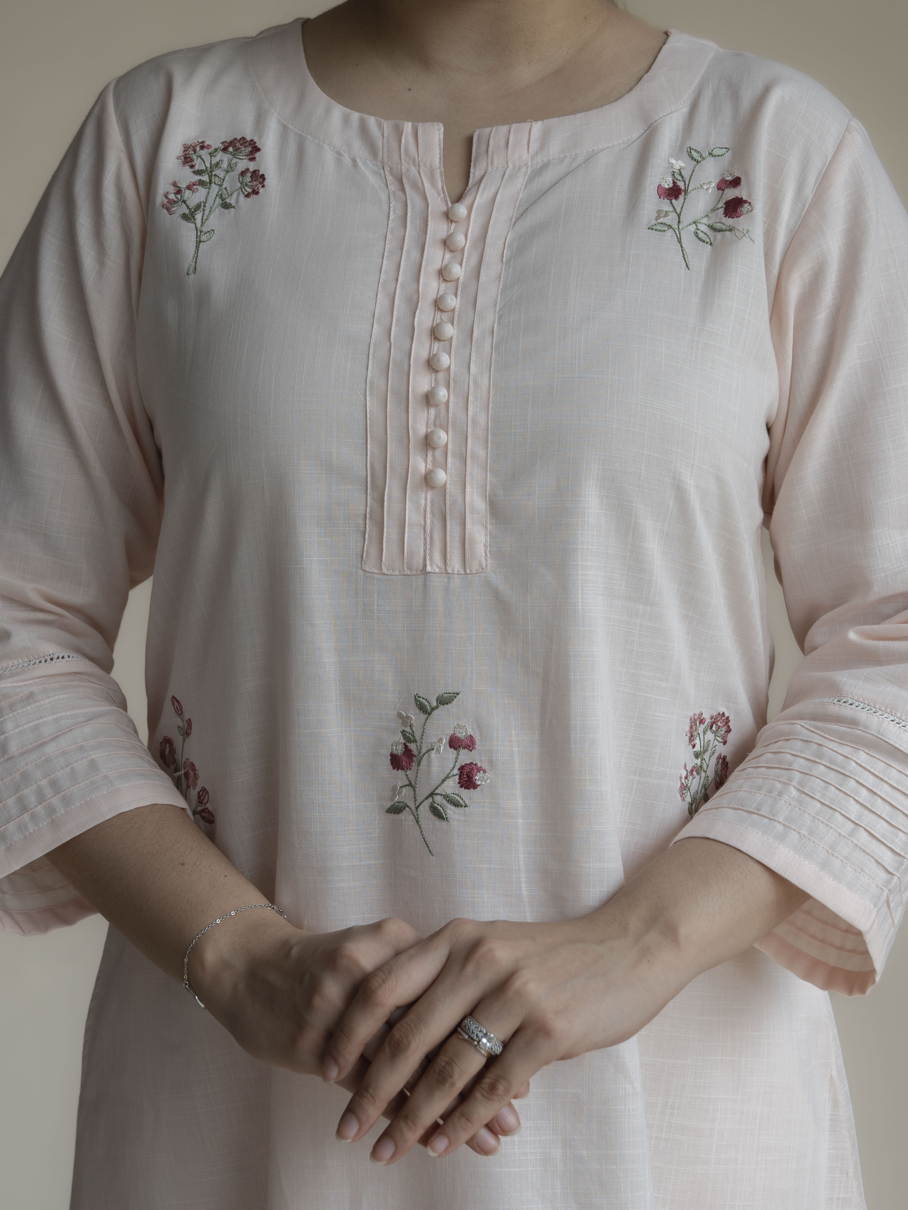 Tisya Cotton Handloom Embroidered A-Line Suit Set