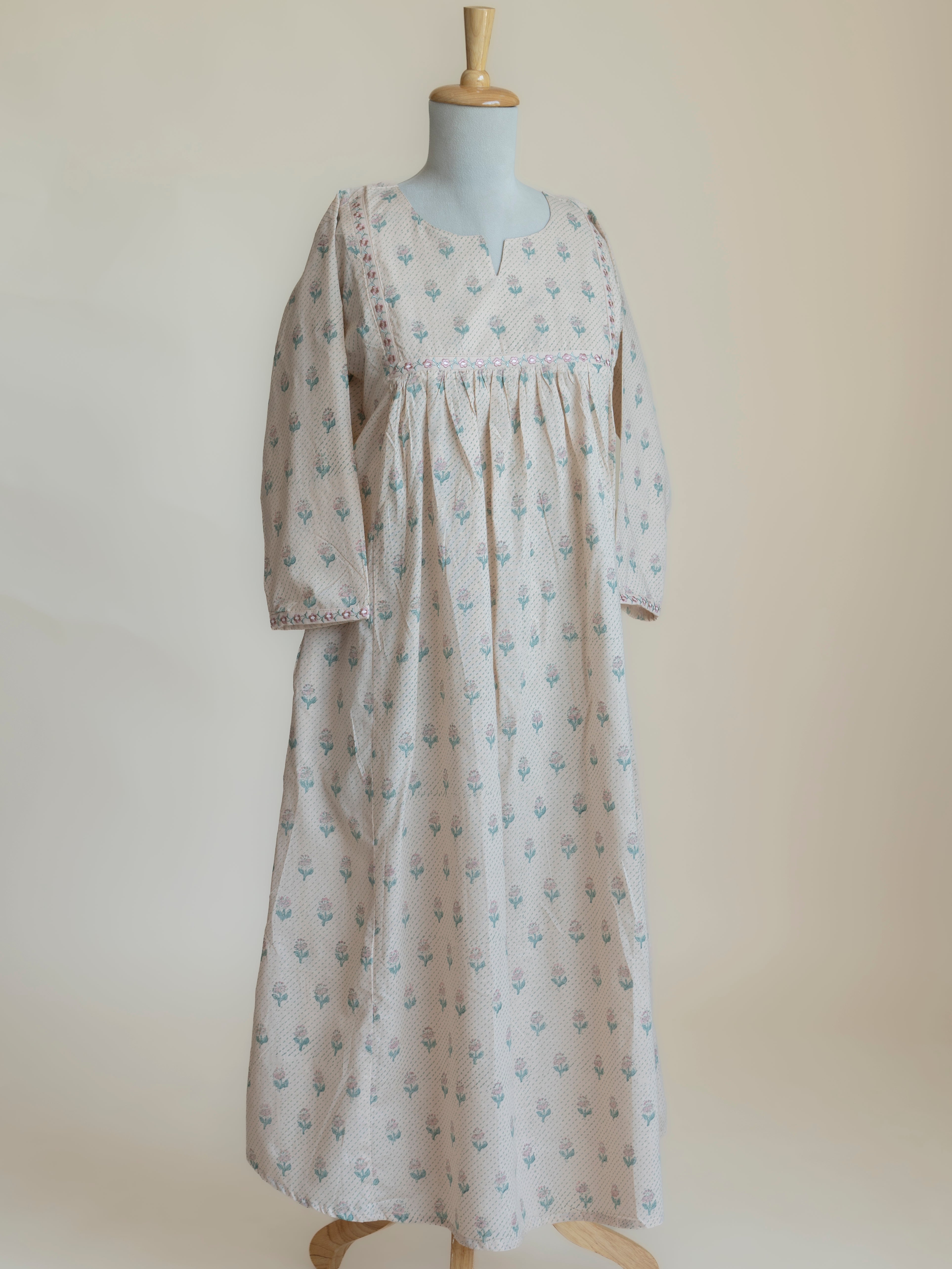 Avelia Cotton Block Printed A-Line Kurta