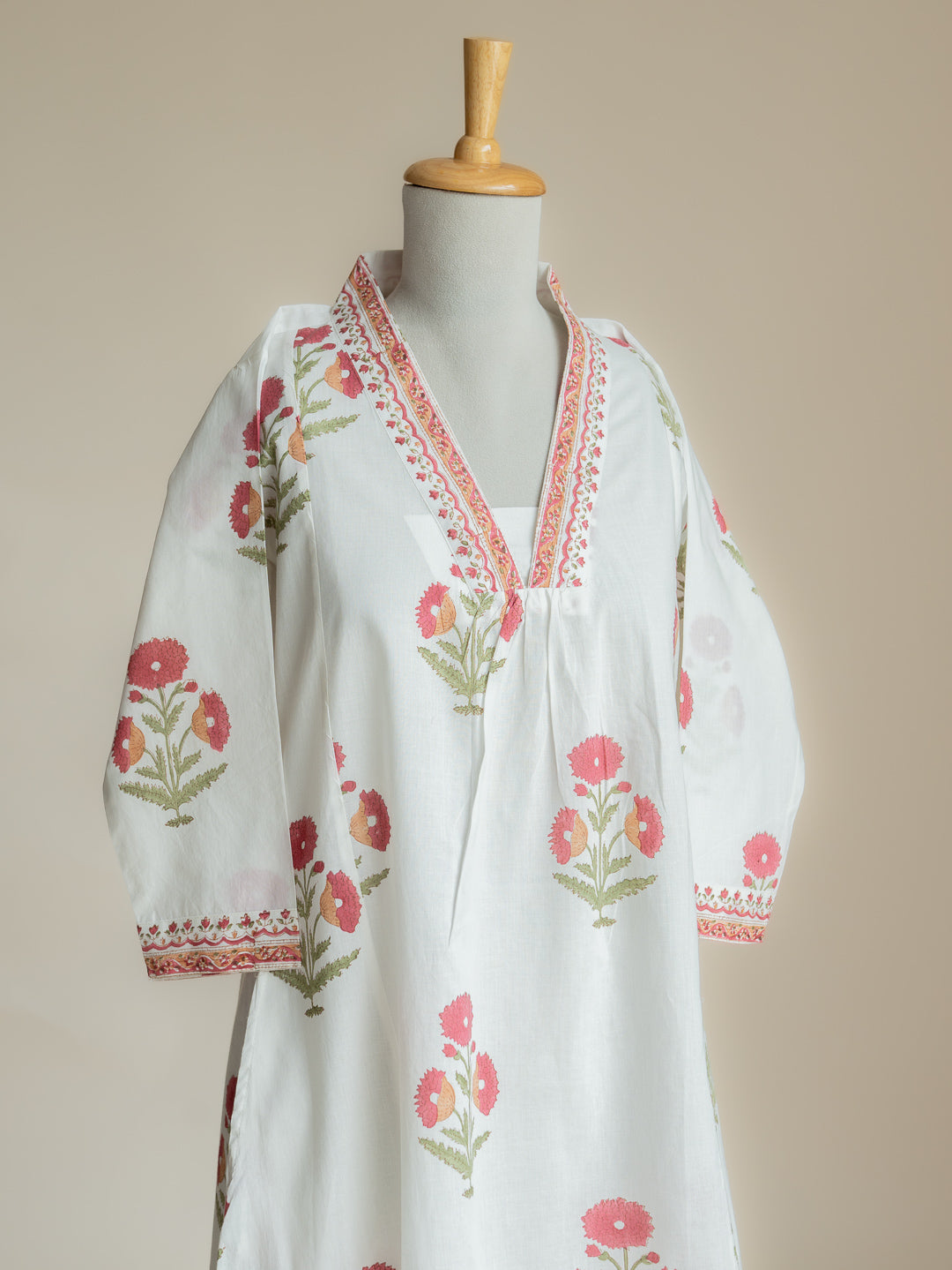 Zuneera Cotton Block Printed A-Line Suit Set