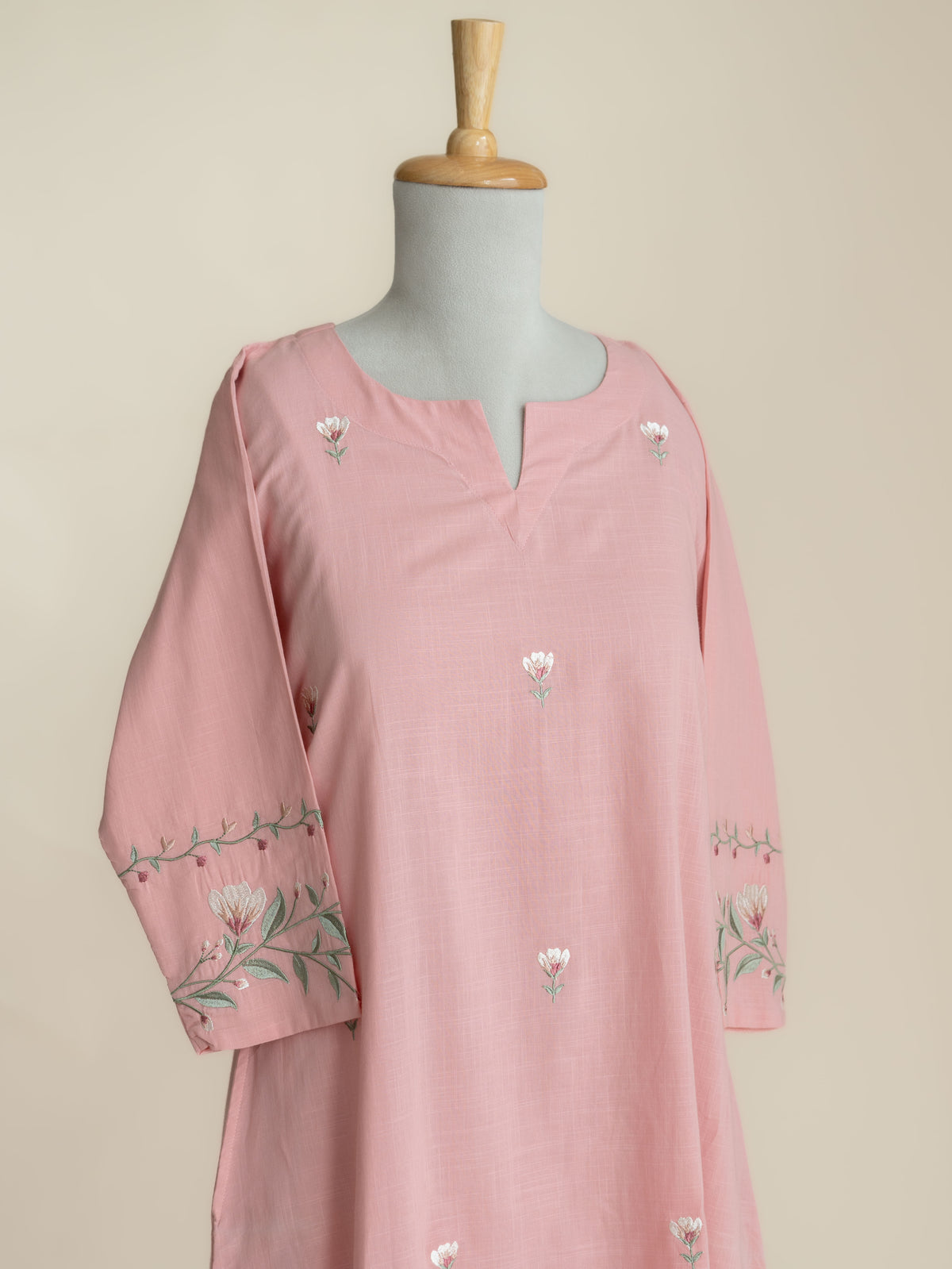 Akira Cotton Slub Embroidered A-Line Suit Set