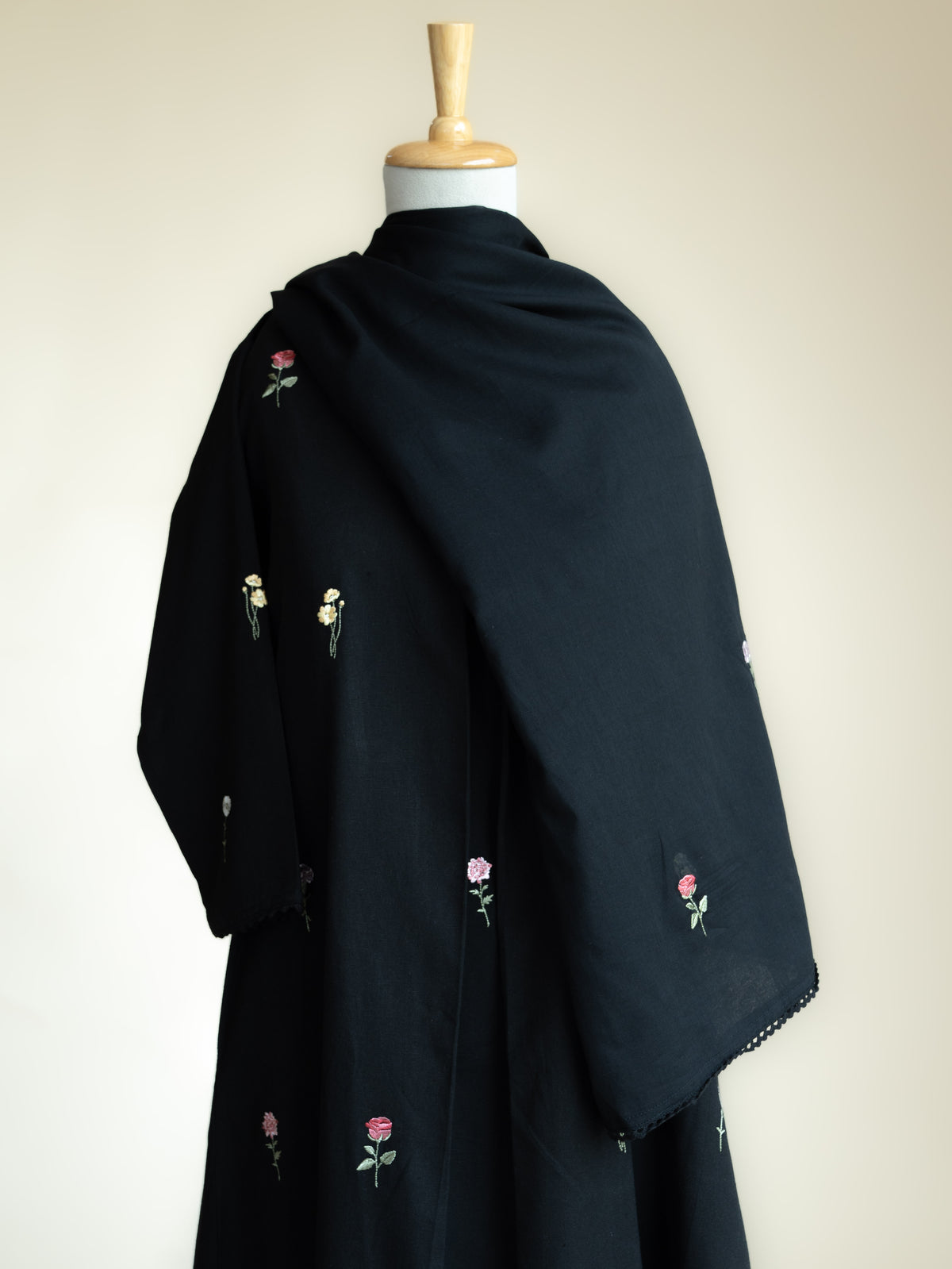 Ameya Cotton Flax Embroidered A-Line Suit Set