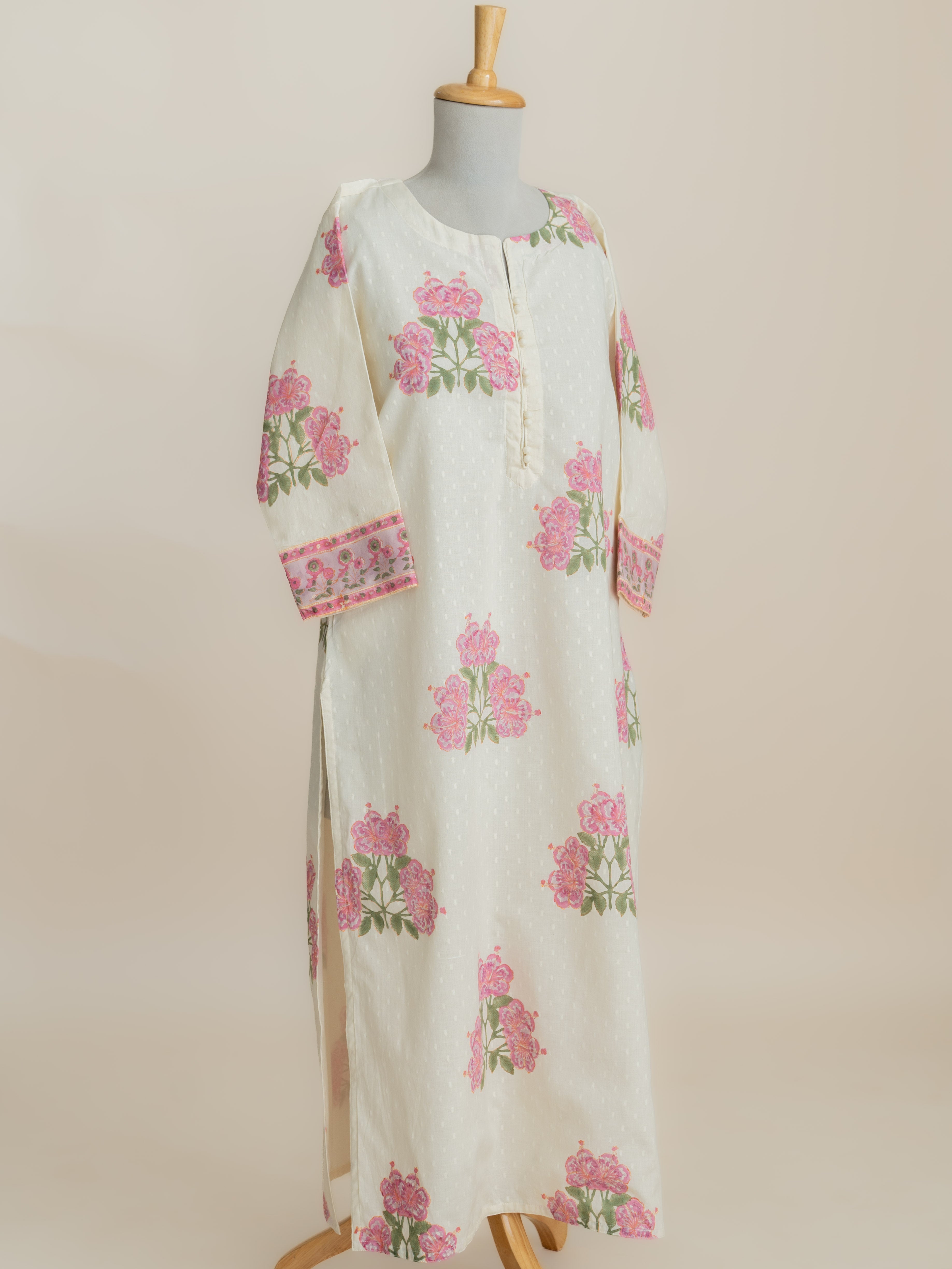 Naima Cotton Dobby Block Printed Straight Kurta