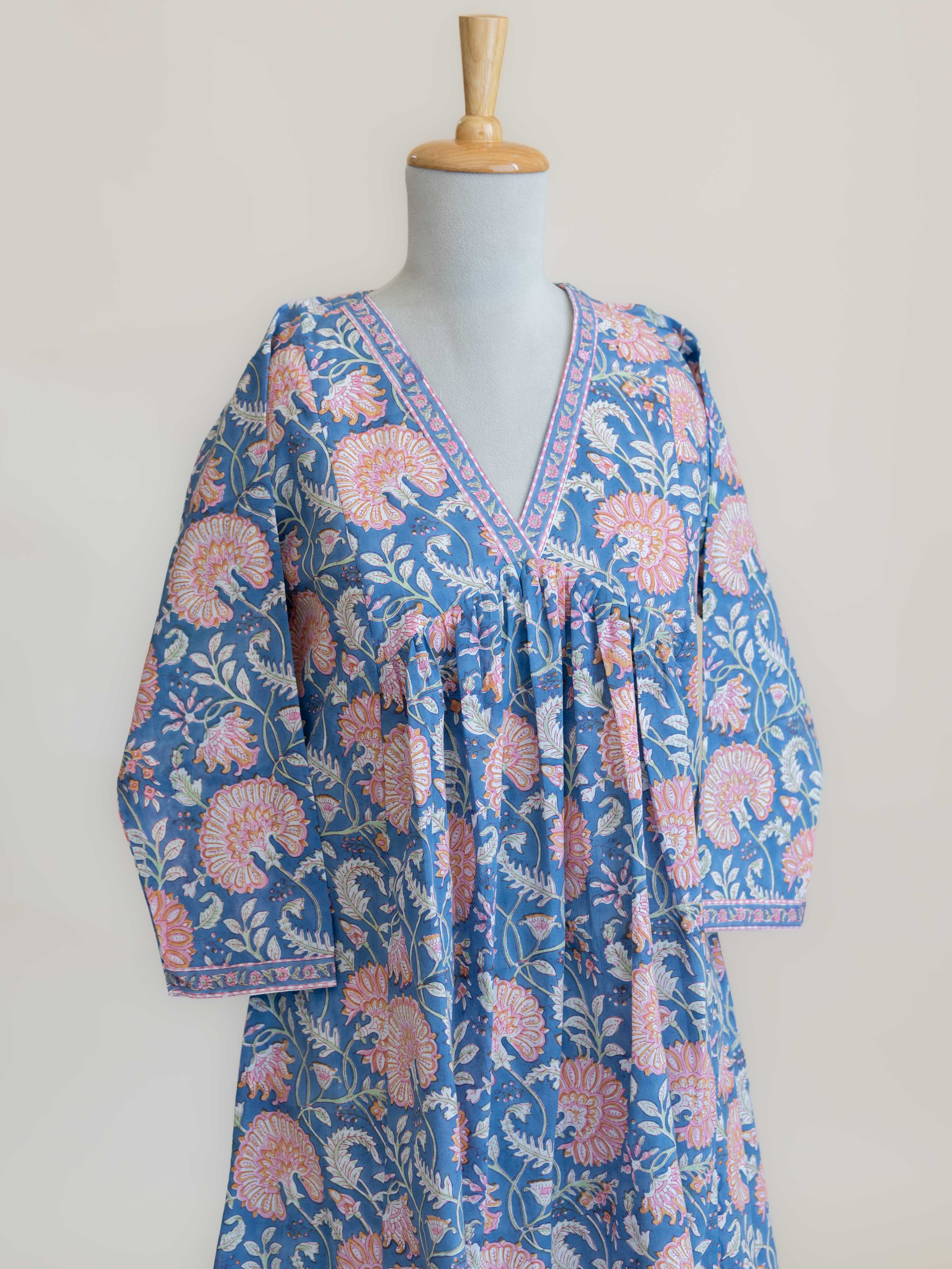 Jivisha Cotton Block Printed A-Line Suit Set