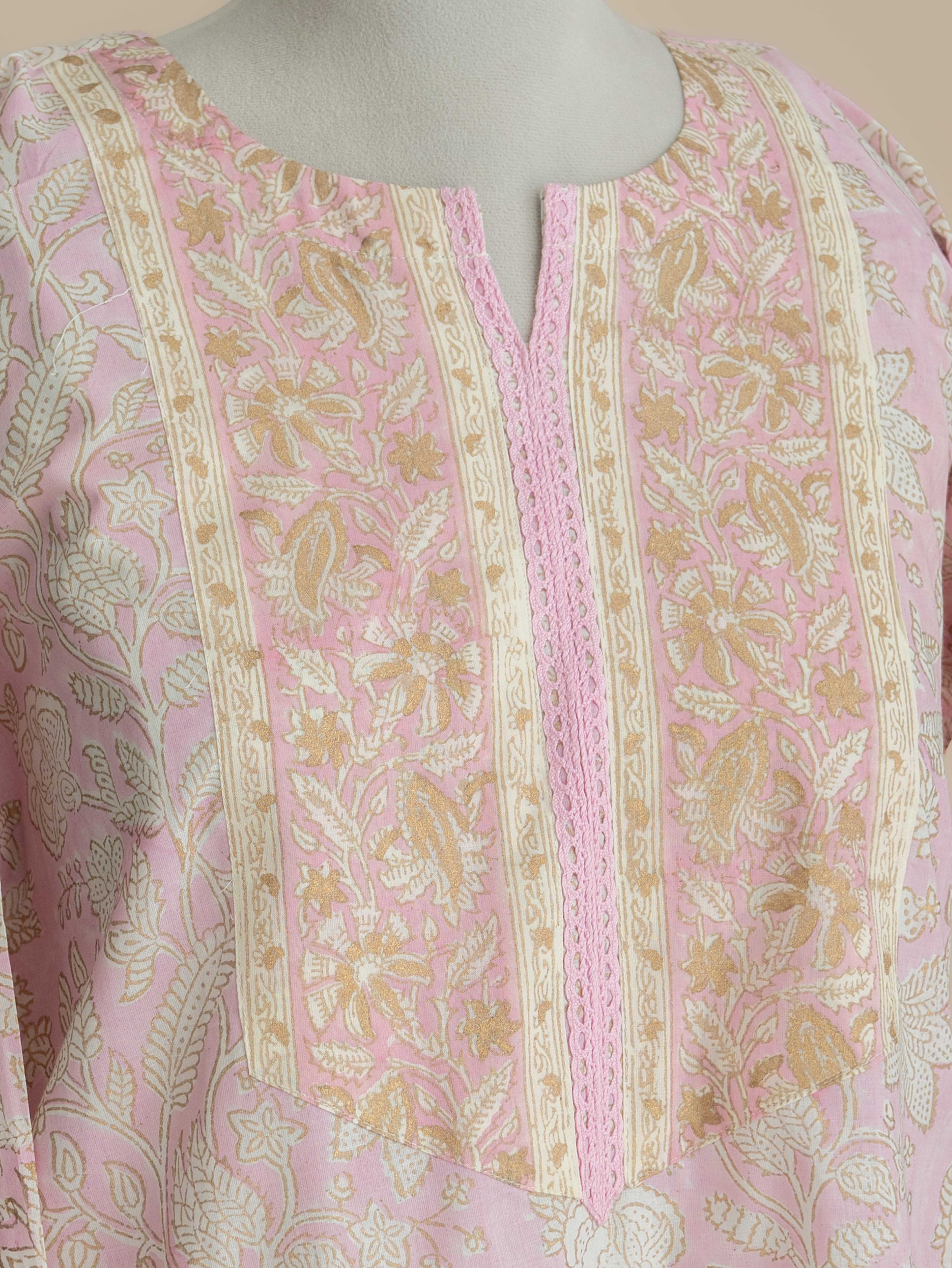 Yuna Cotton Block Printed Straight Kurta