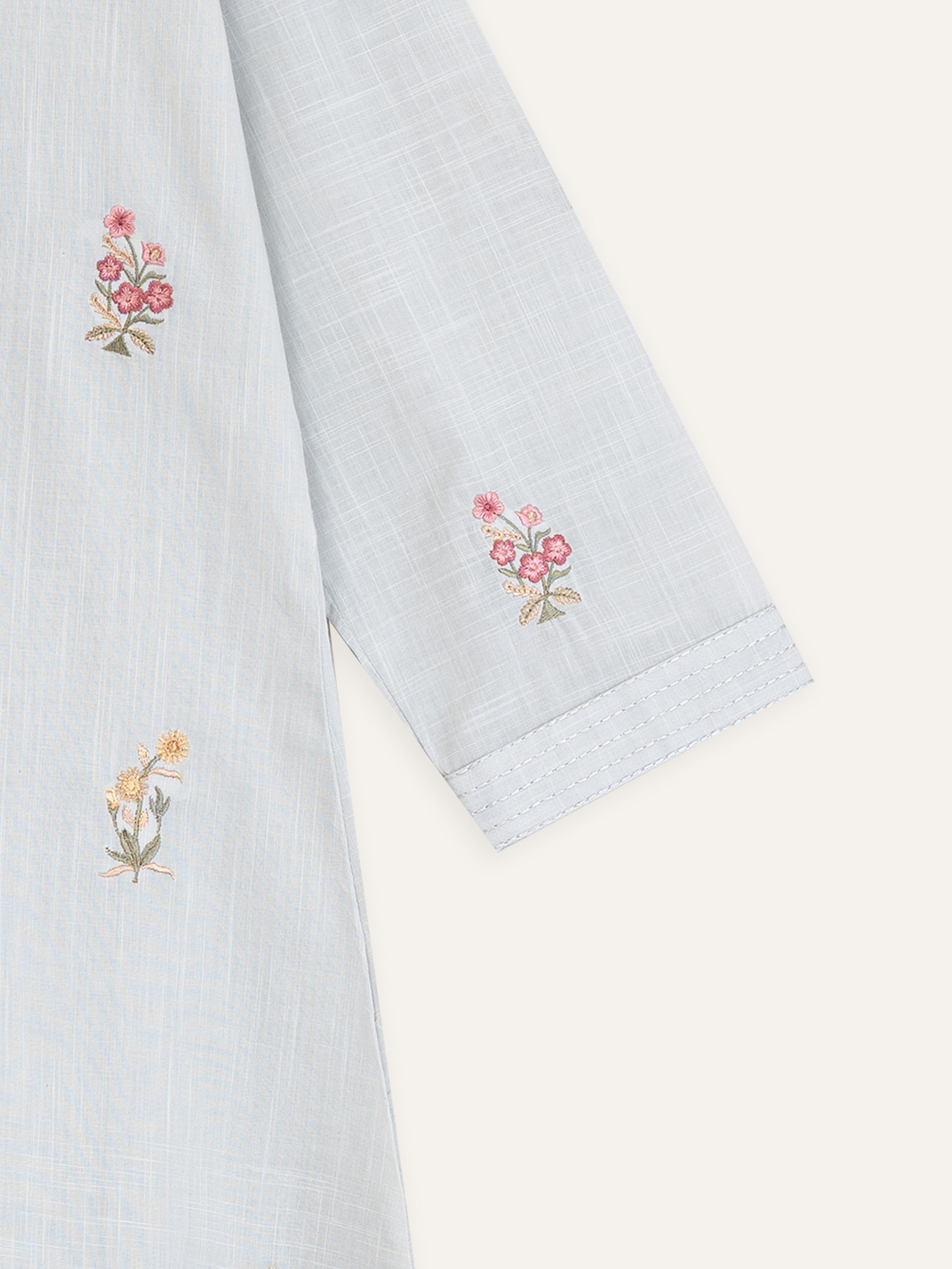 Amalda Cotton Slub Embroidered A-Line Kurta