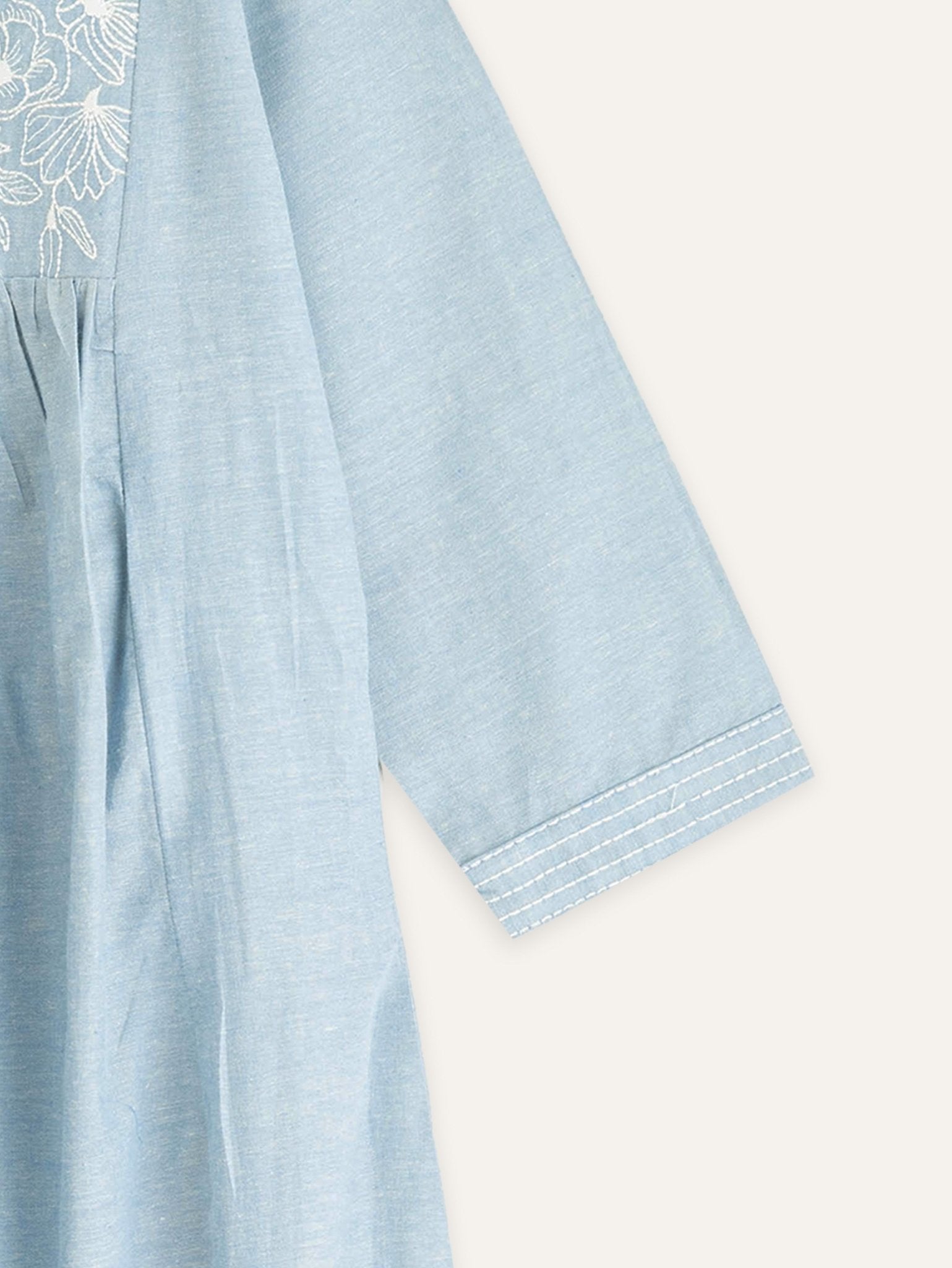 Aadhya Cotton Handloom Embroidered A - Line Kurta - AINA