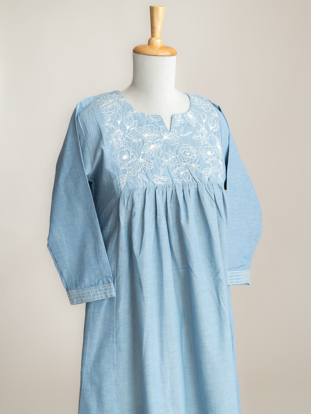 Aadhya Cotton Handloom Embroidered A - Line Kurta - AINA