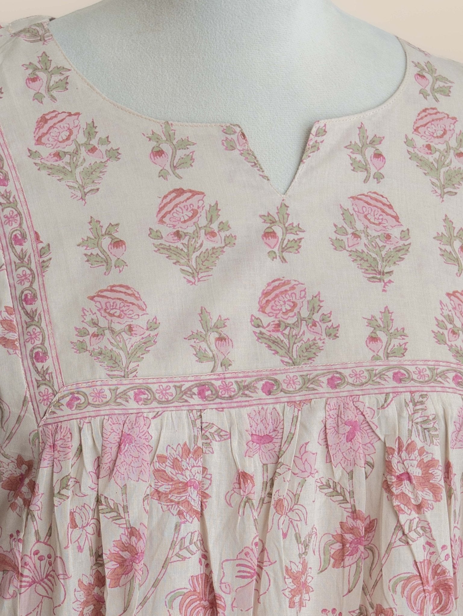 Aamiya Cotton Block Printed A-Line Kurta - AINA