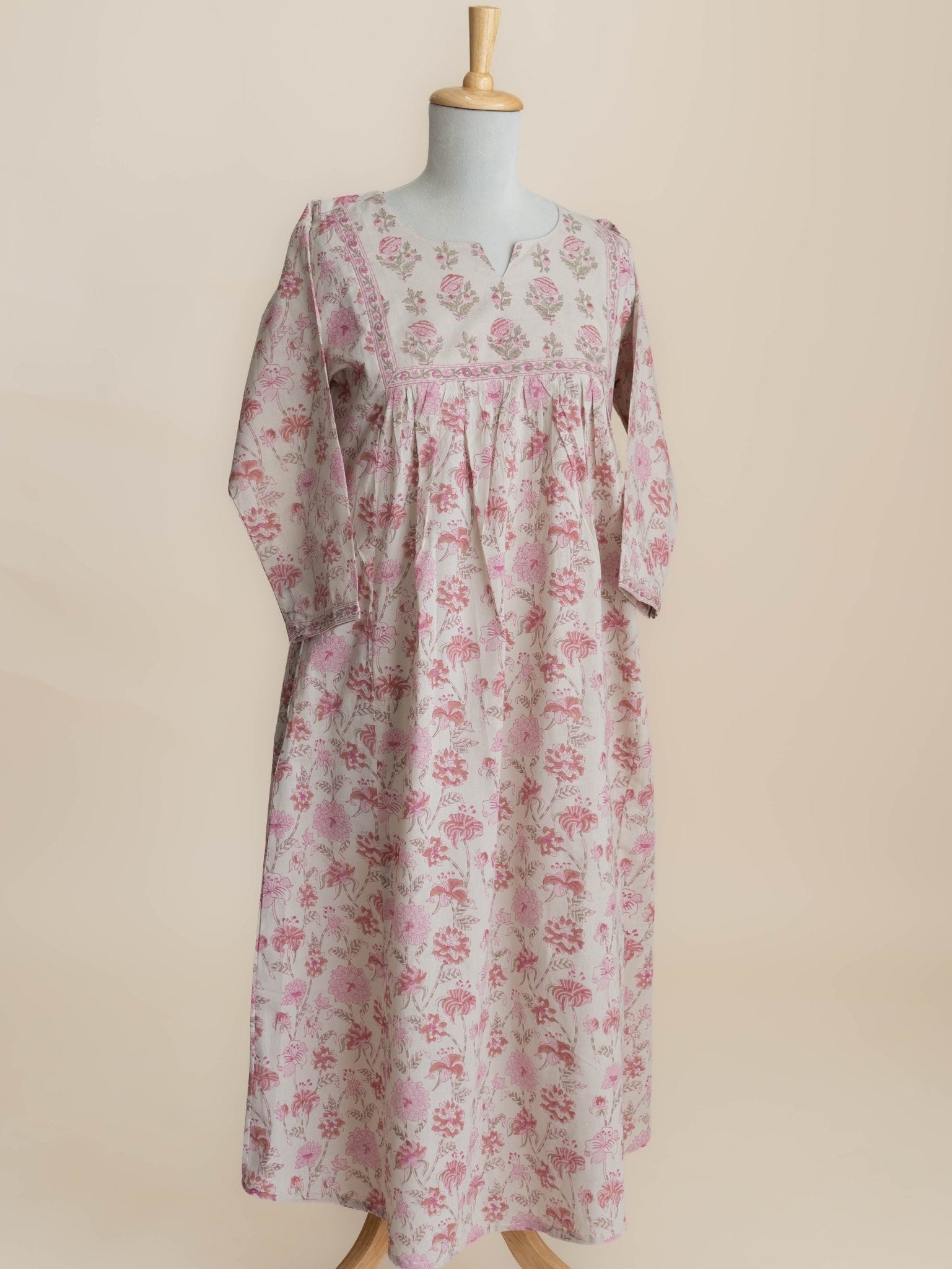 Aamiya Cotton Block Printed A-Line Kurta - AINA