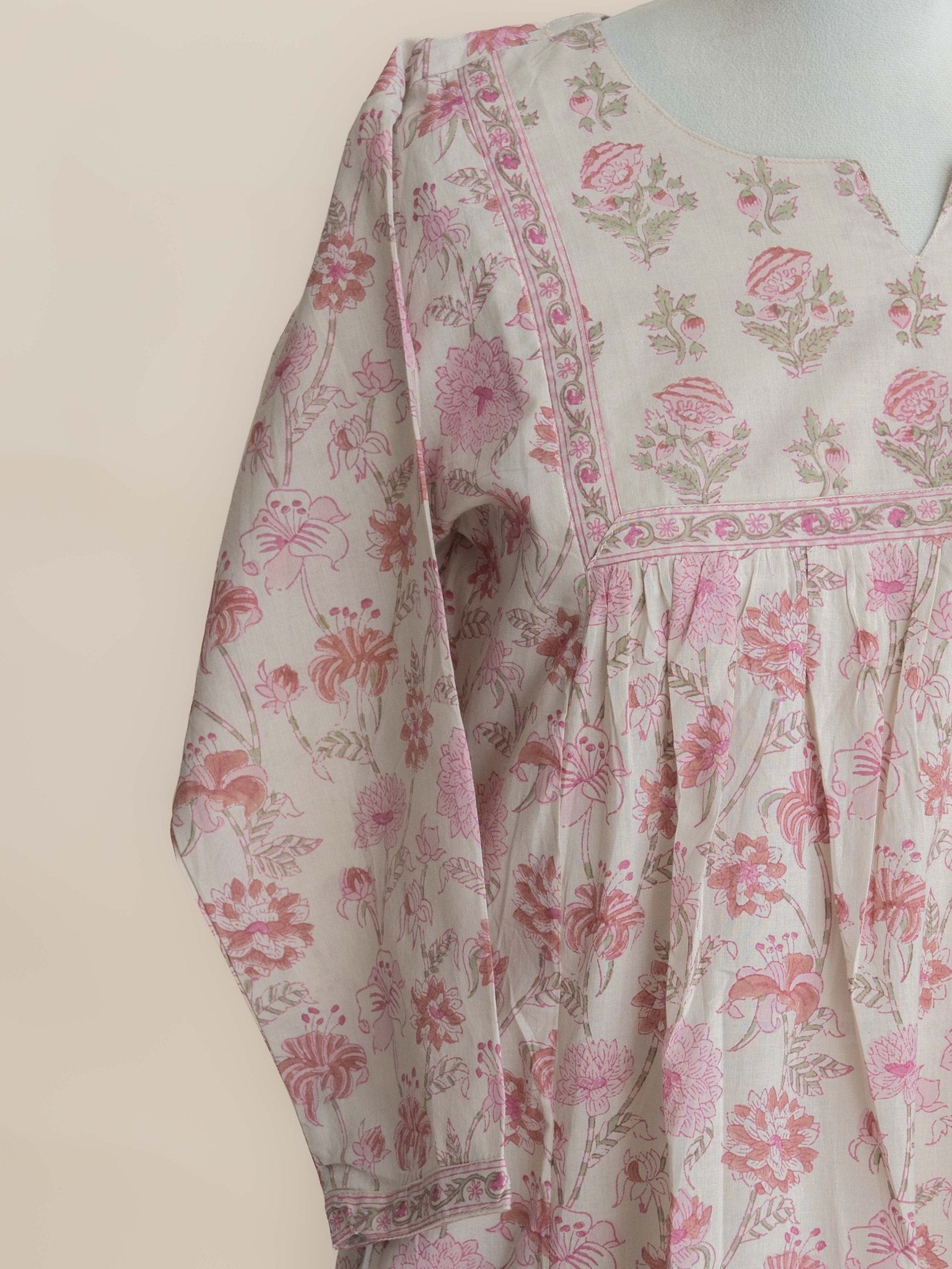 Aamiya Cotton Block Printed A-Line Kurta - AINA