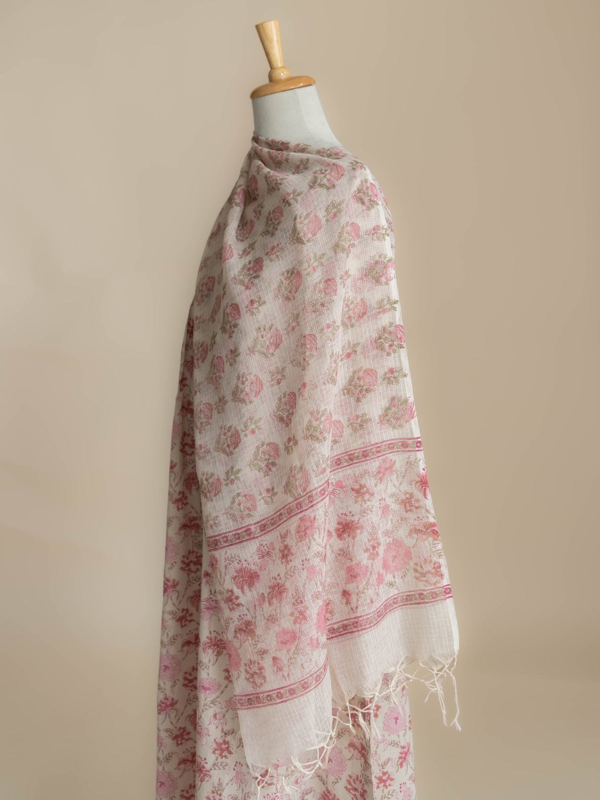 Aamiya Kota Doria Block Printed Dupatta - AINA