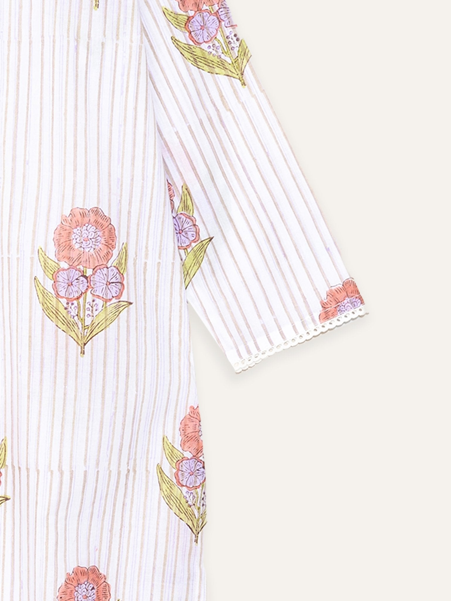 Aanchal Cotton Block Printed Straight Kurta - AINA