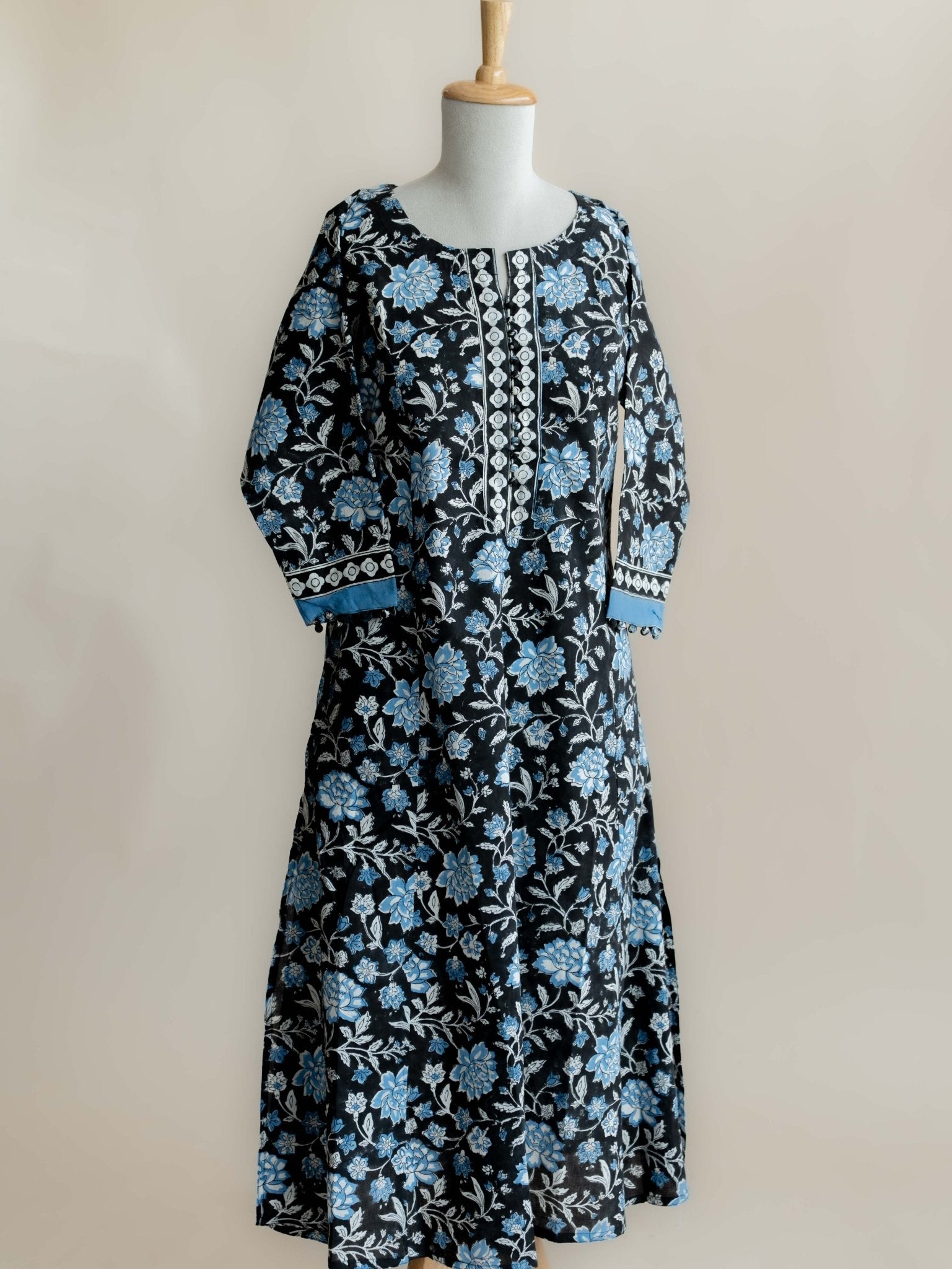 Aarabhi Cotton Block Printed A - Line Kurta - AINA