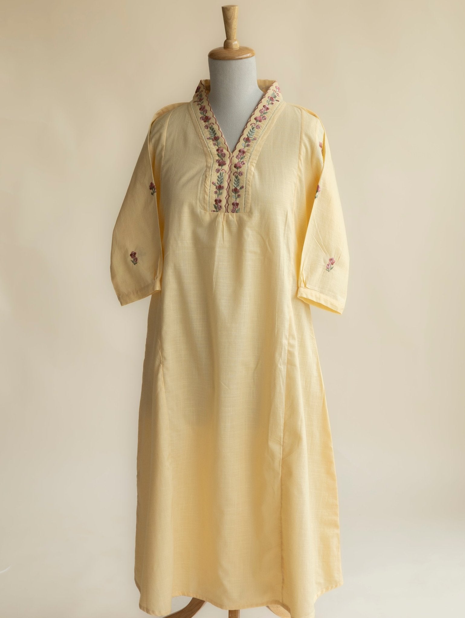 Abeer Cotton Embroidered A - Line Kurta - AINA