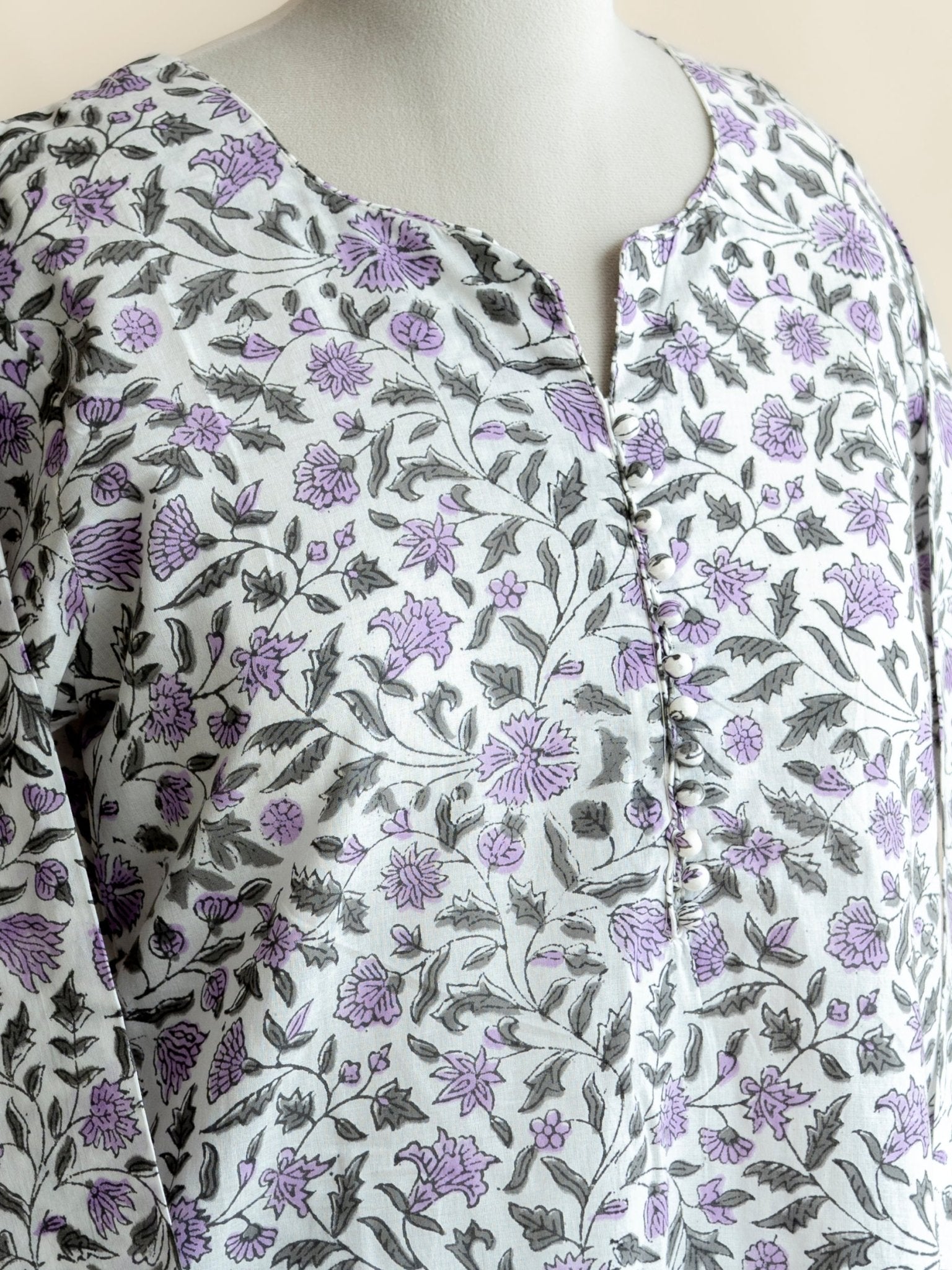Abirami Cotton Block Printed Straight Kurta - AINA