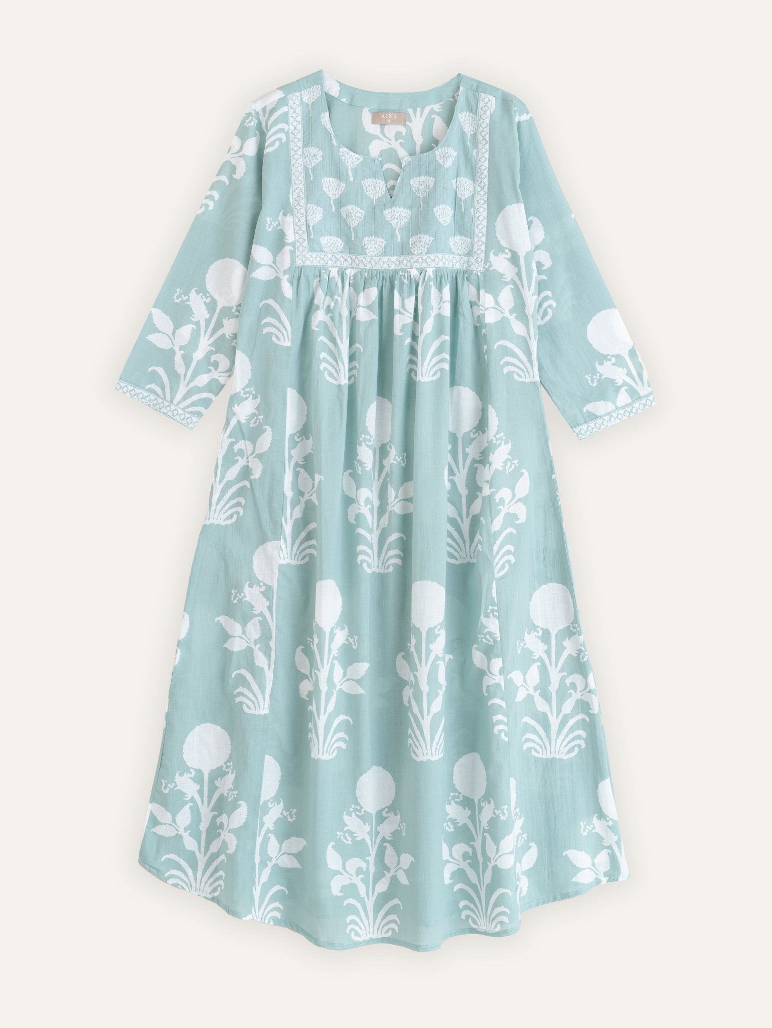 Adila Cotton Block Printed A - Line Kurta - AINA