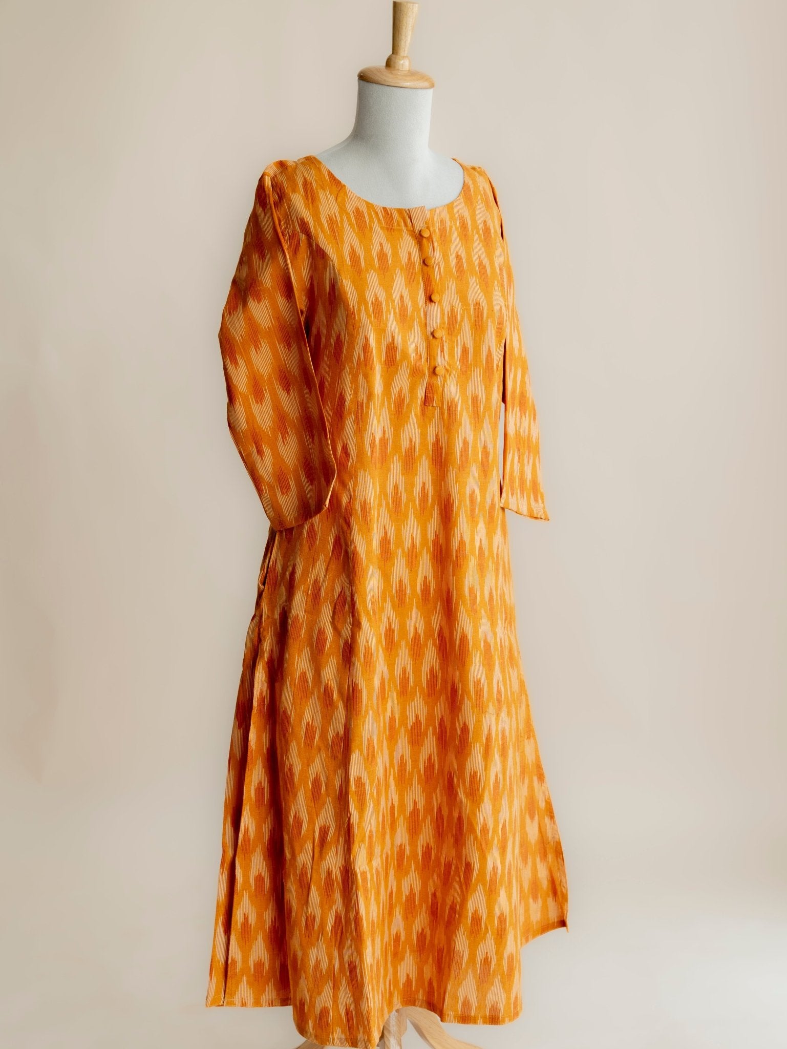 Aditya Cotton Ikkat A - Line Kurta - AINA