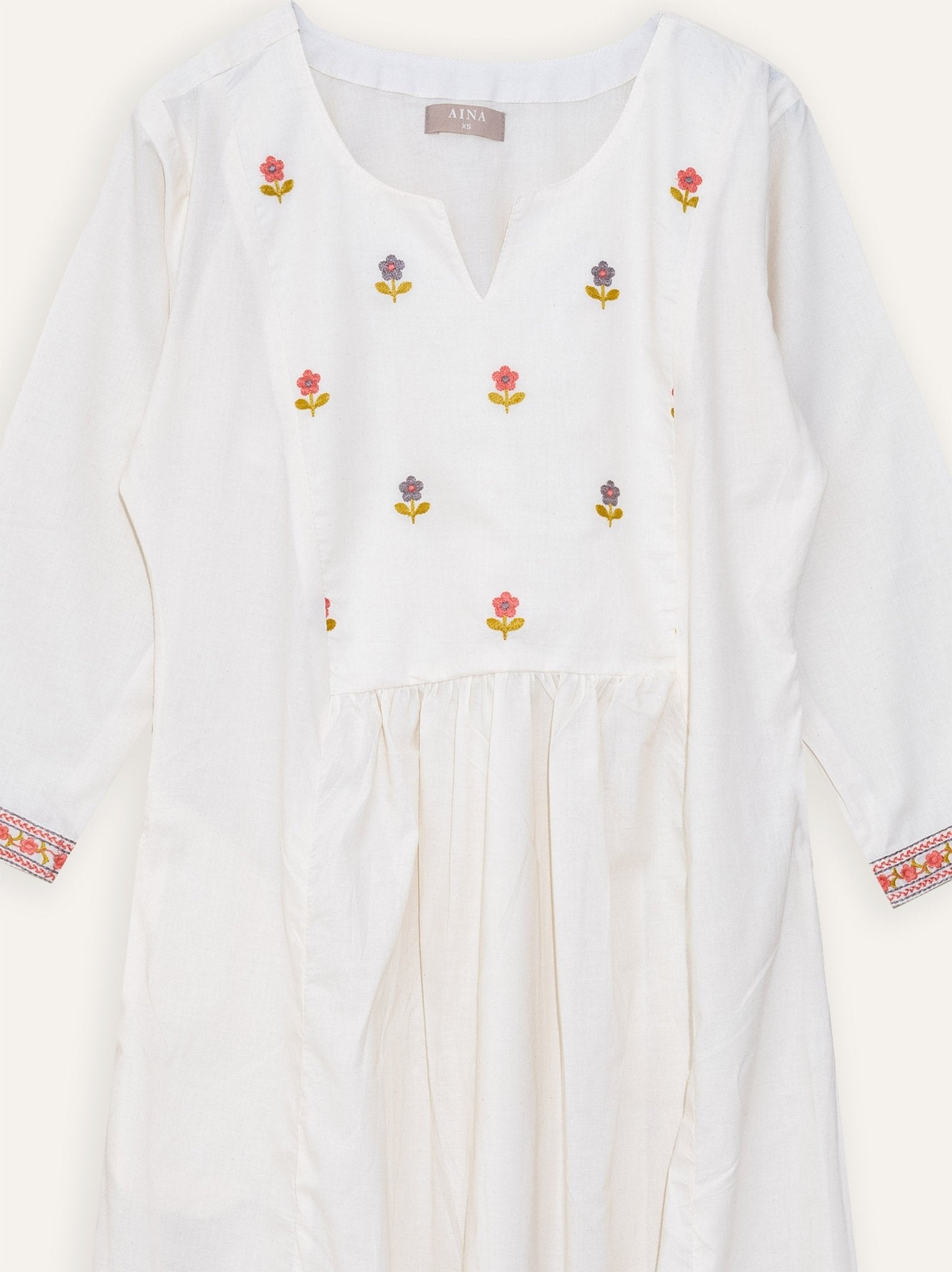 Adyasha Cotton Embroidered A - Line Kurta - AINA