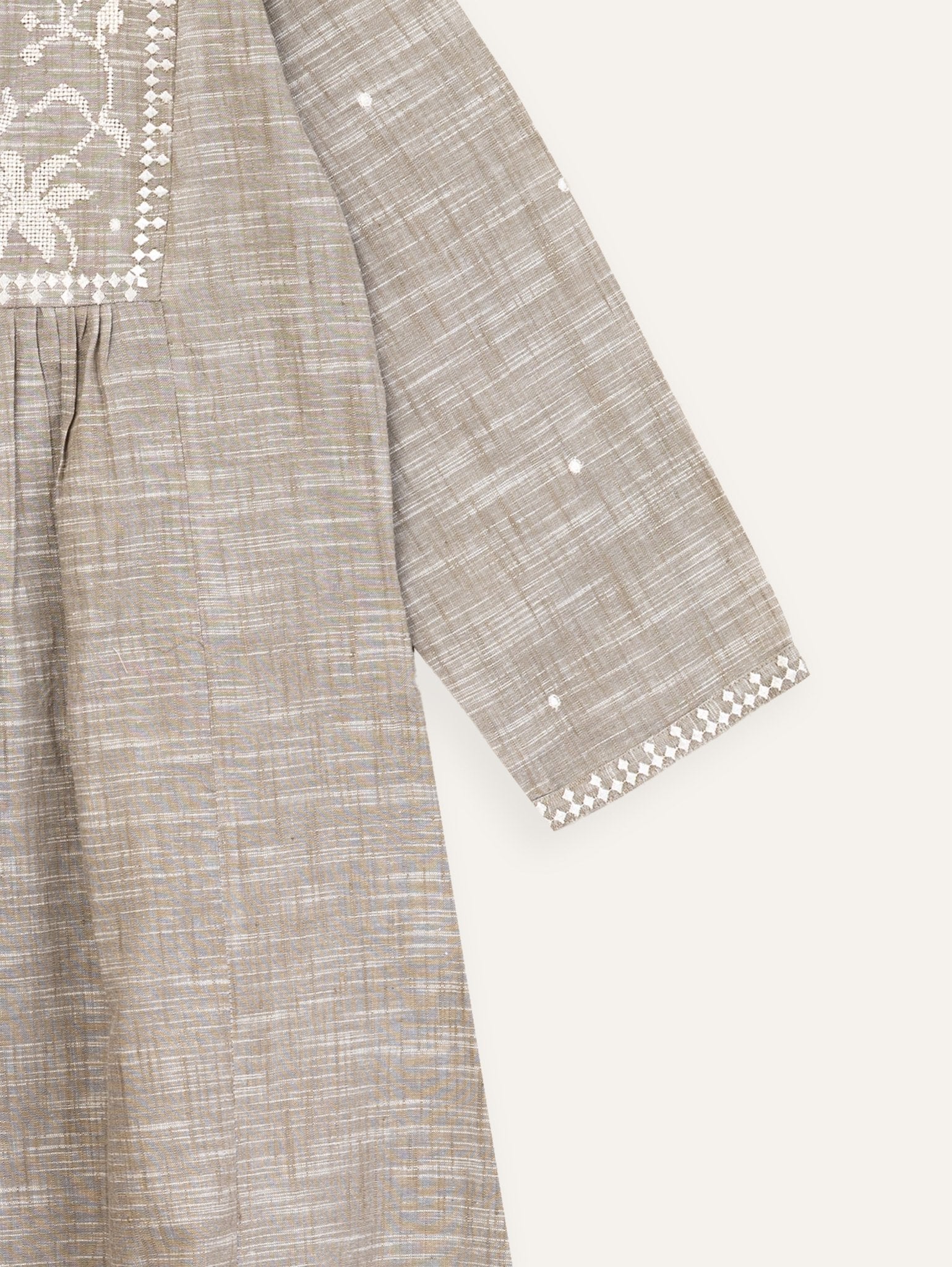 afsa Cotton Handloom Embroidered A - Line Kurta - AINA