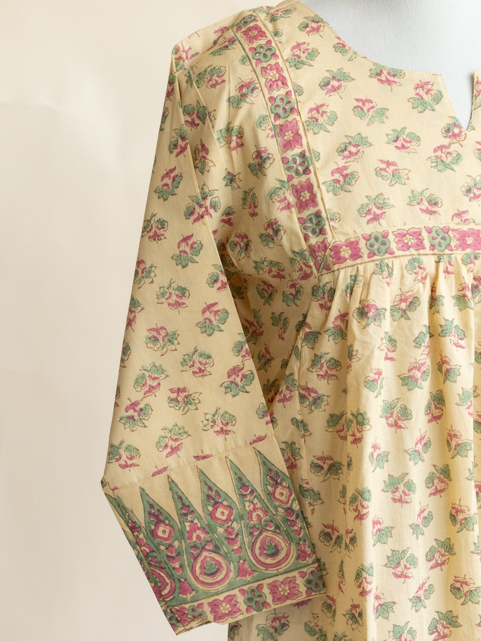 Afsana Cotton Block Printed A - Line Kurta - AINA
