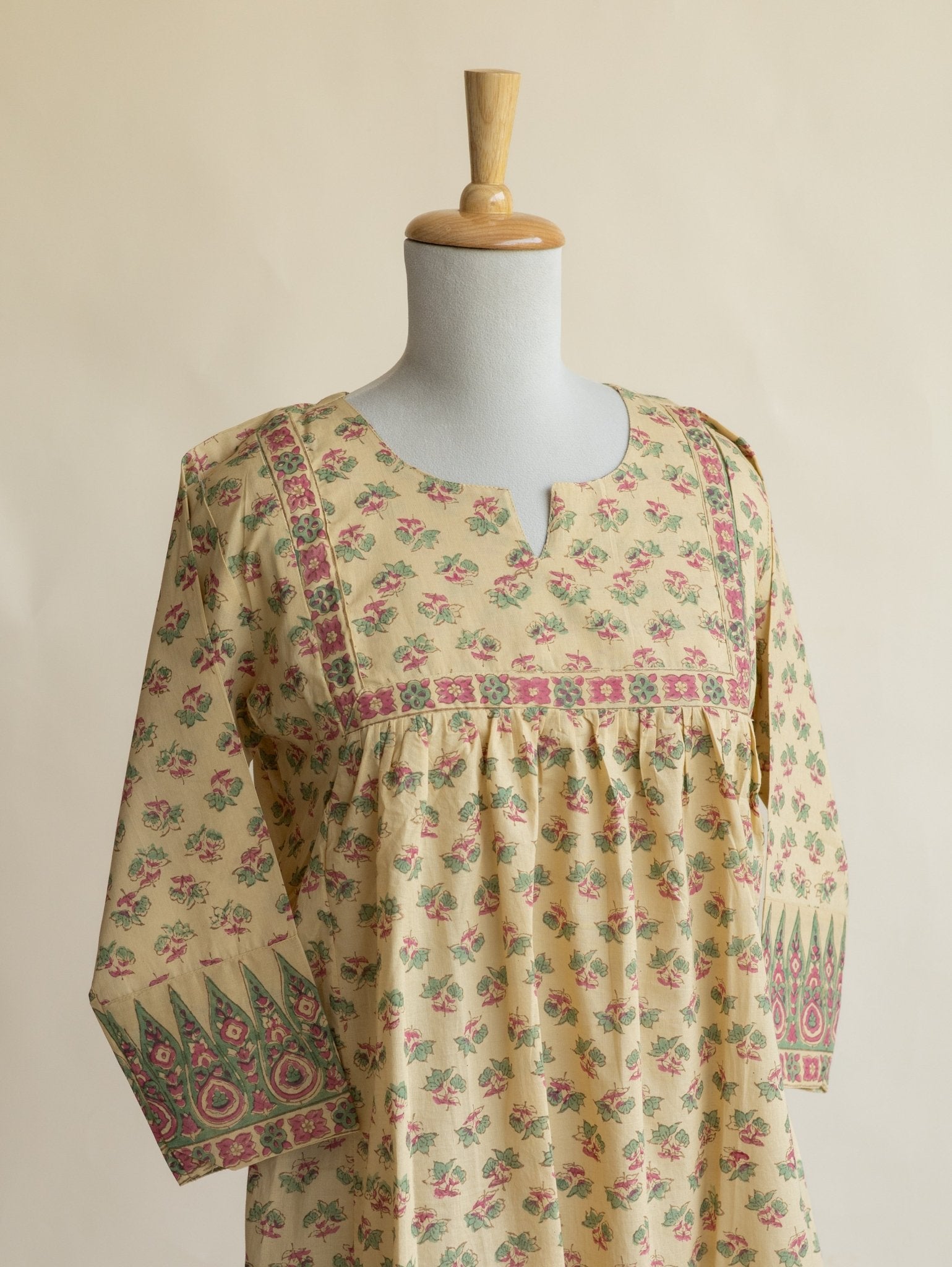 Afsana Cotton Block Printed A - Line Kurta - AINA