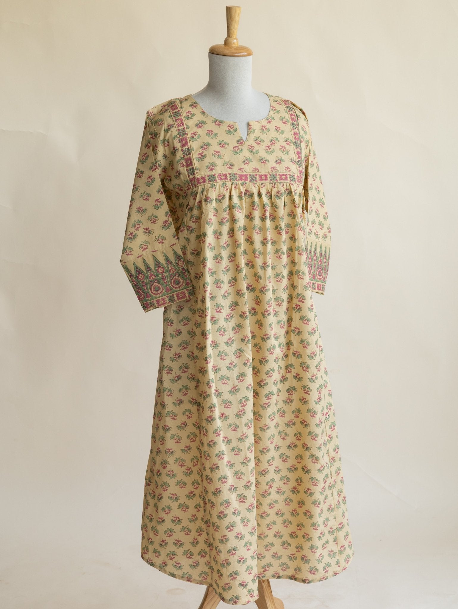 Afsana Cotton Block Printed A - Line Kurta - AINA