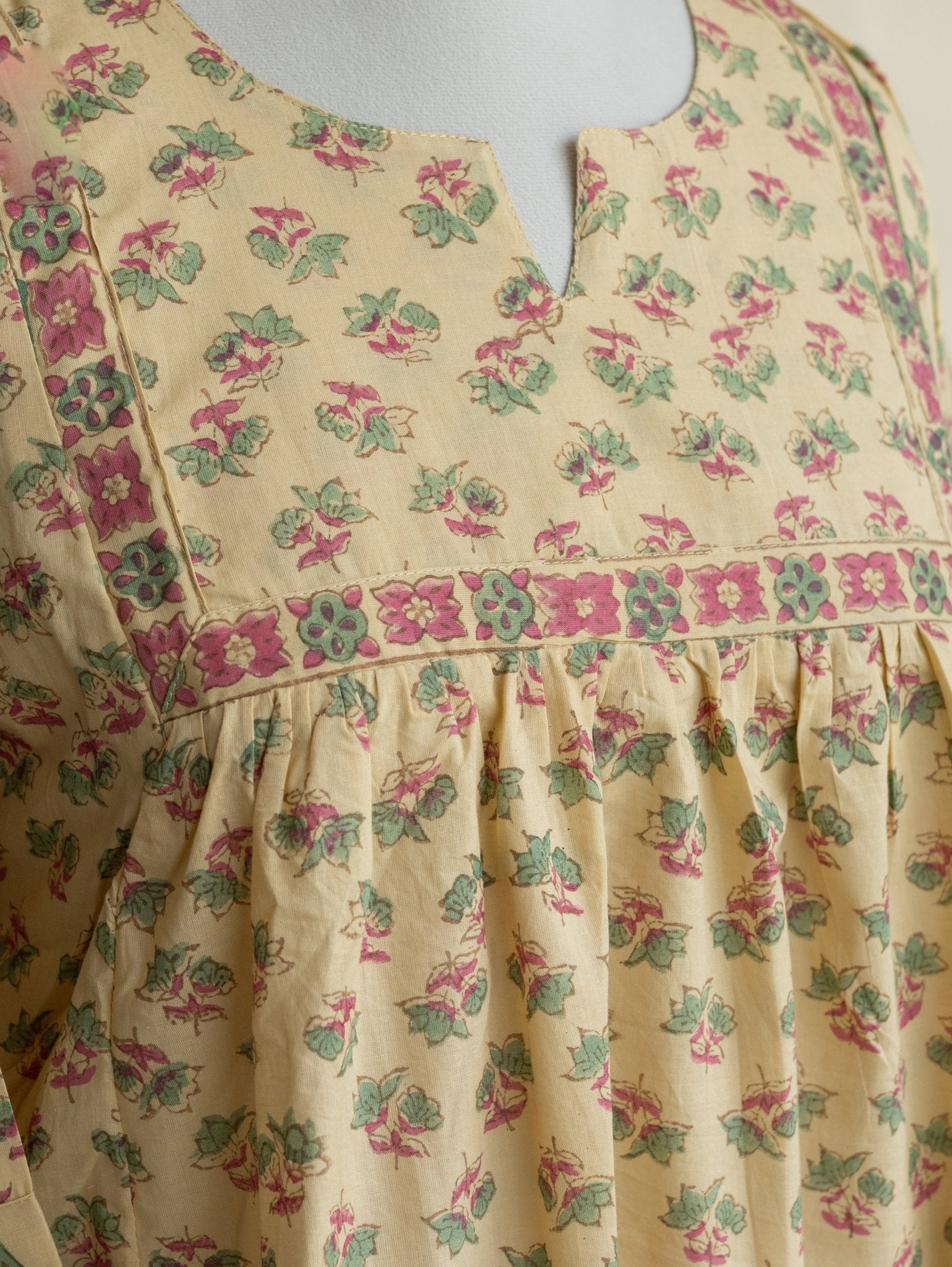 Afsana Cotton Block Printed A - Line Kurta - AINA