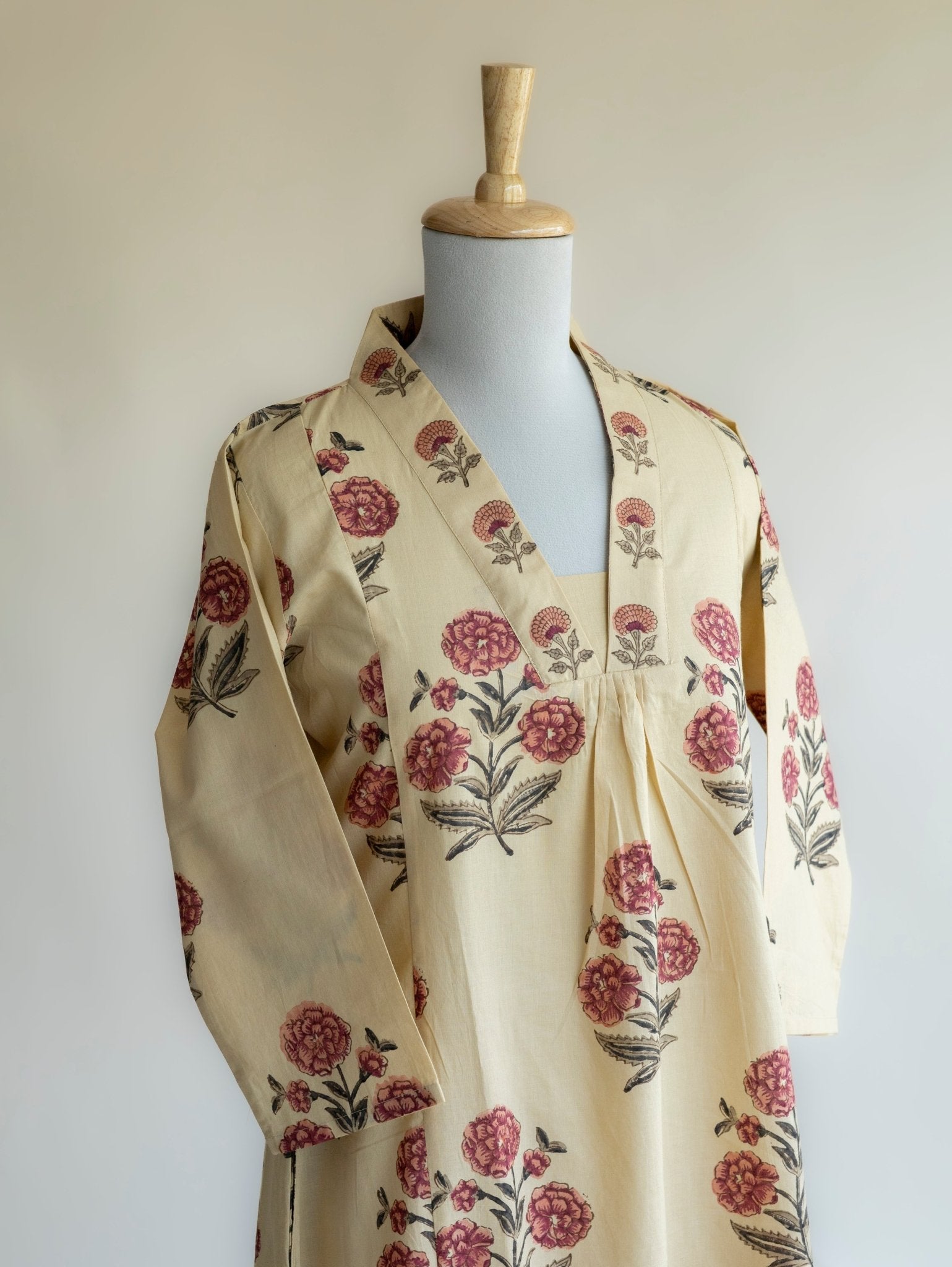 Agastha Cotton Block Printed A - Line Kurta - AINA