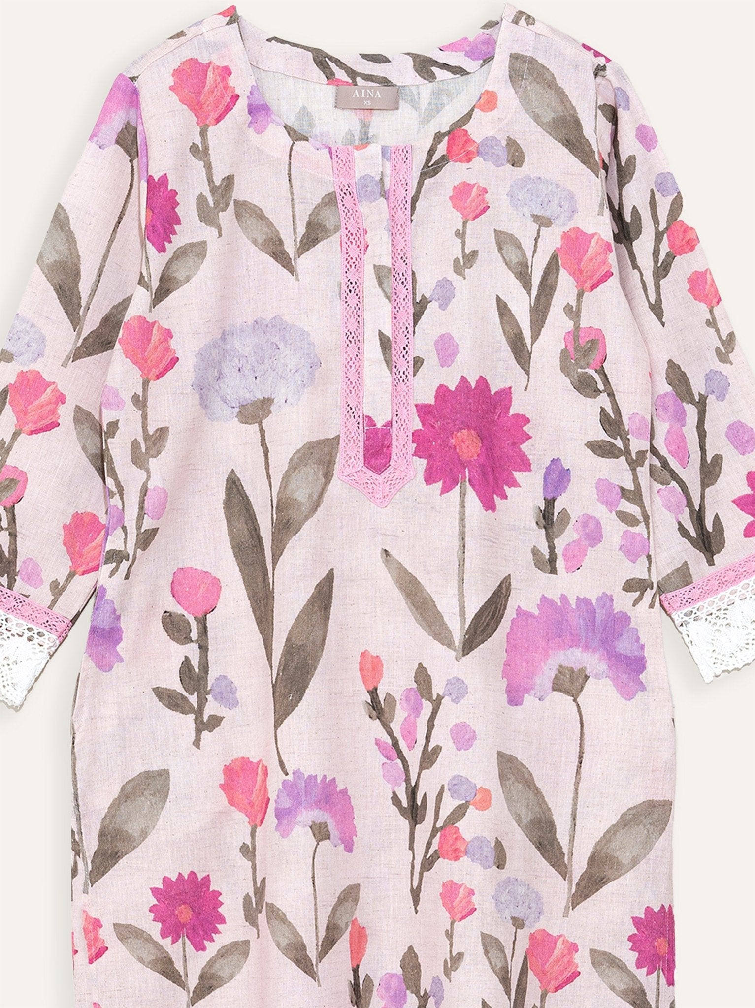 Ahalya Cotton Flax Digital Print Straight Kurta - AINA