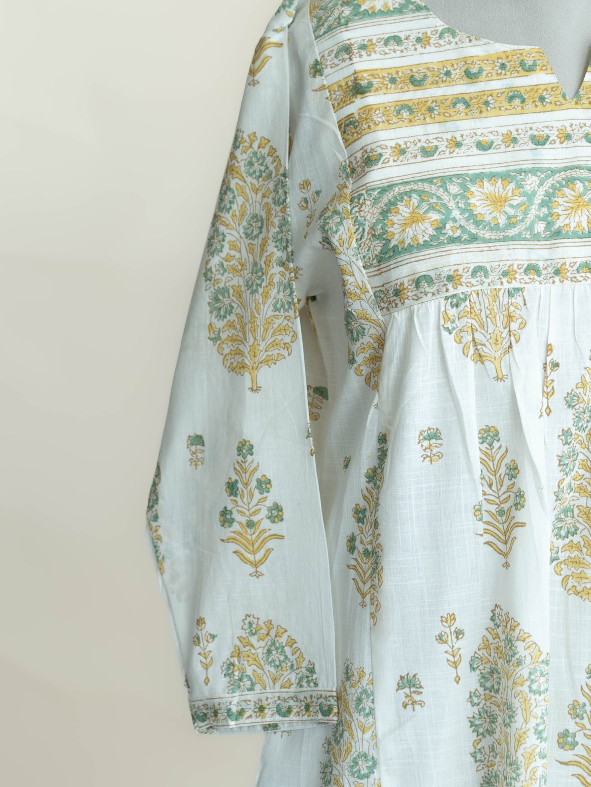 Ahlya Cotton Slub Block Printed A-Line Kurta - AINA