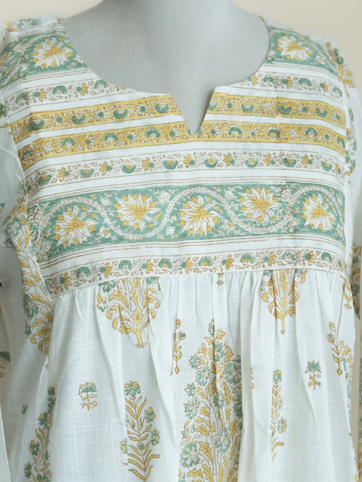 Ahlya Cotton Slub Block Printed A-Line Kurta - AINA