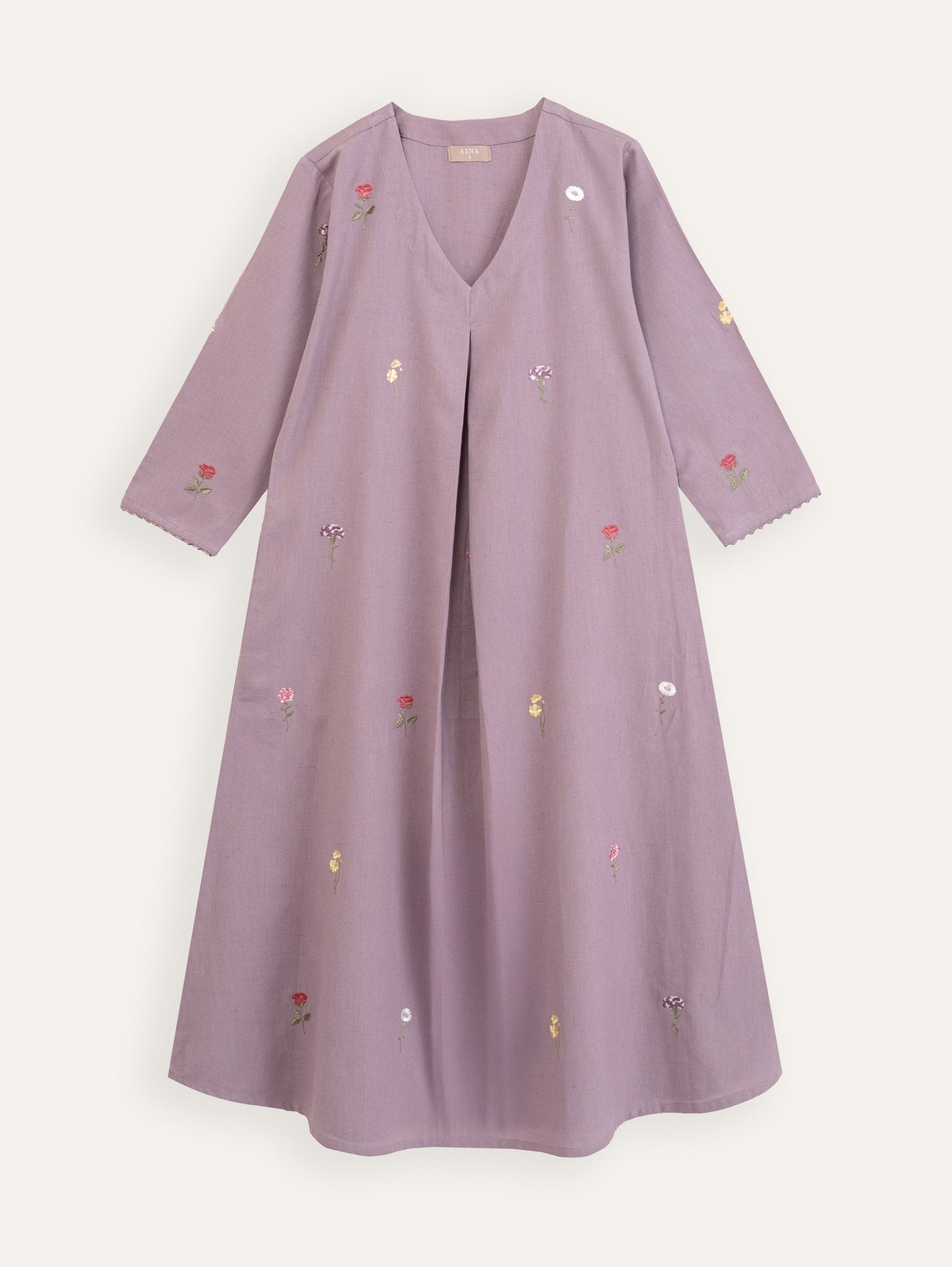 Ahsas Cotton Flax Embroidered A - Line Kurta - AINA