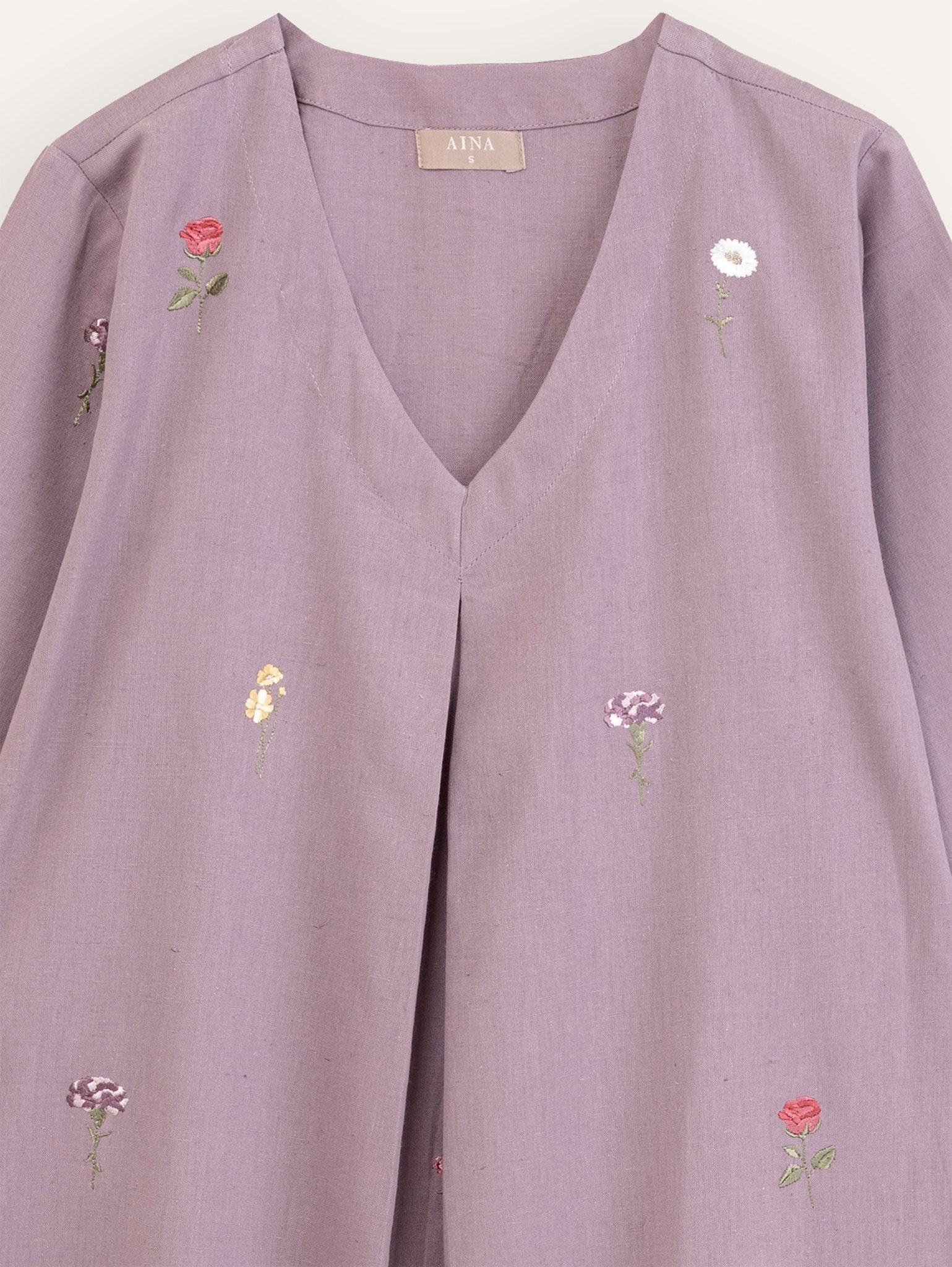 Ahsas Cotton Flax Embroidered A - Line Kurta - AINA