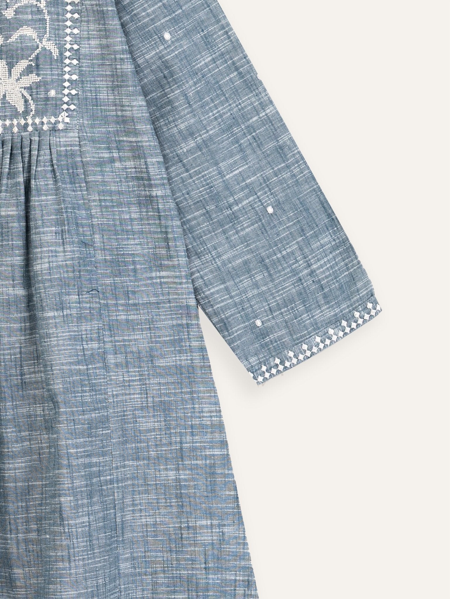 Ahura Cotton Handloom Embroidered A - Line Kurta - AINA