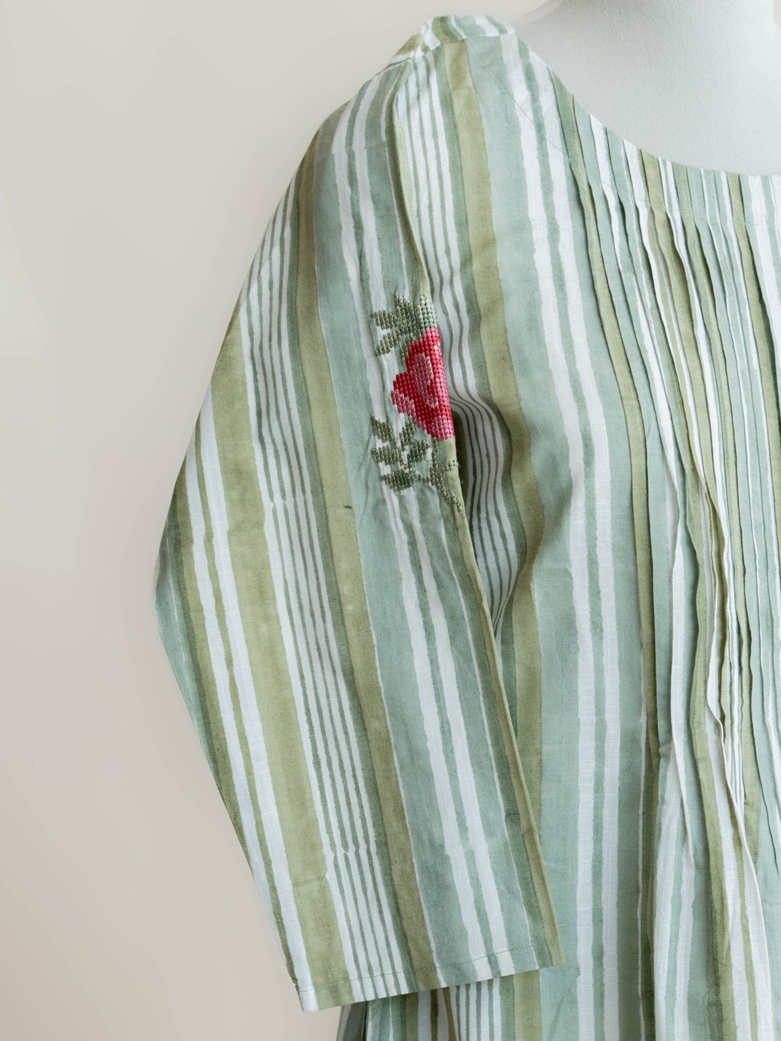 Aima Cotton Block Printed Embroidered A - Line Kurta - AINA