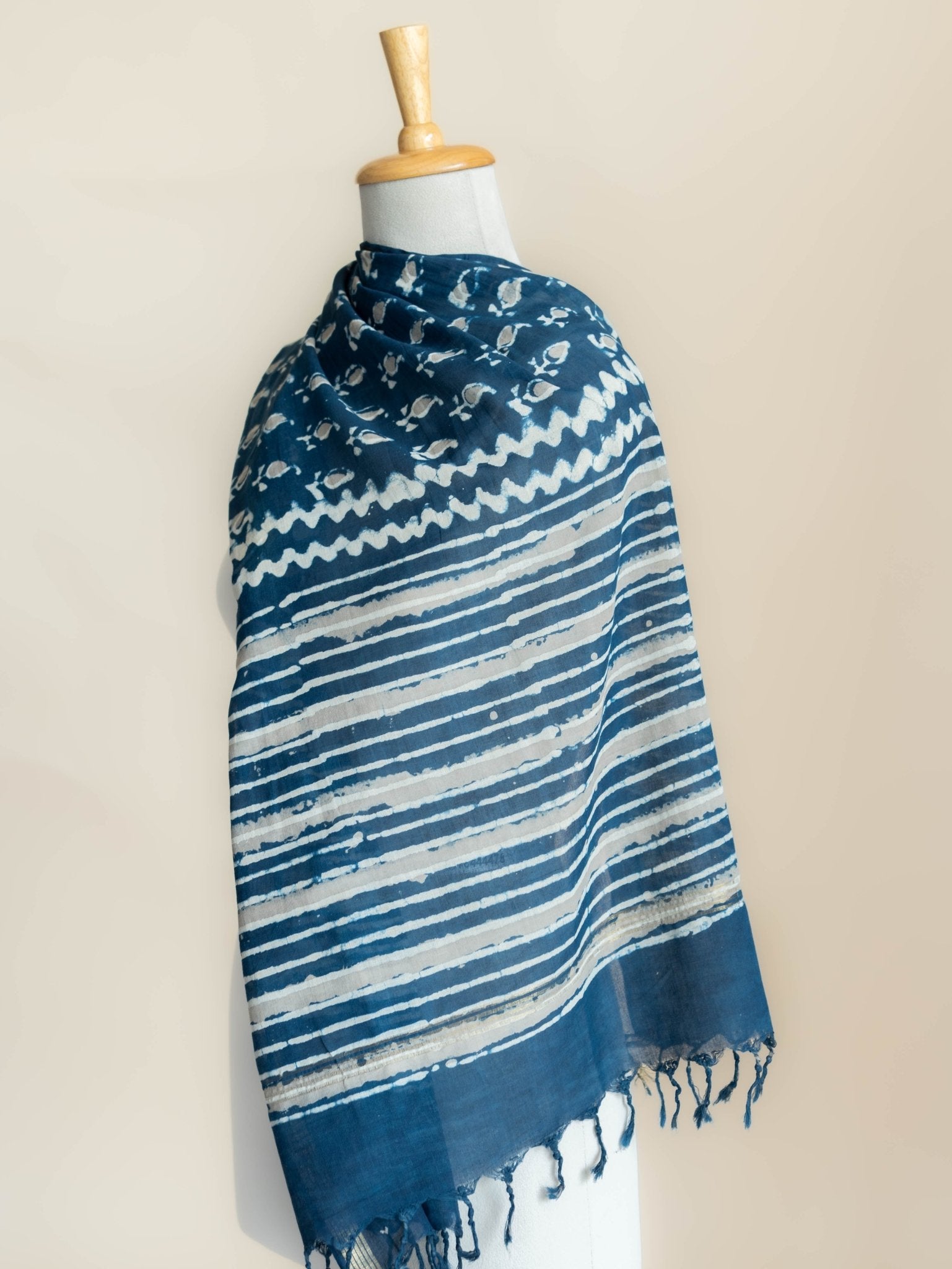 Aiza Cotton Block Printed Dupatta - AINA